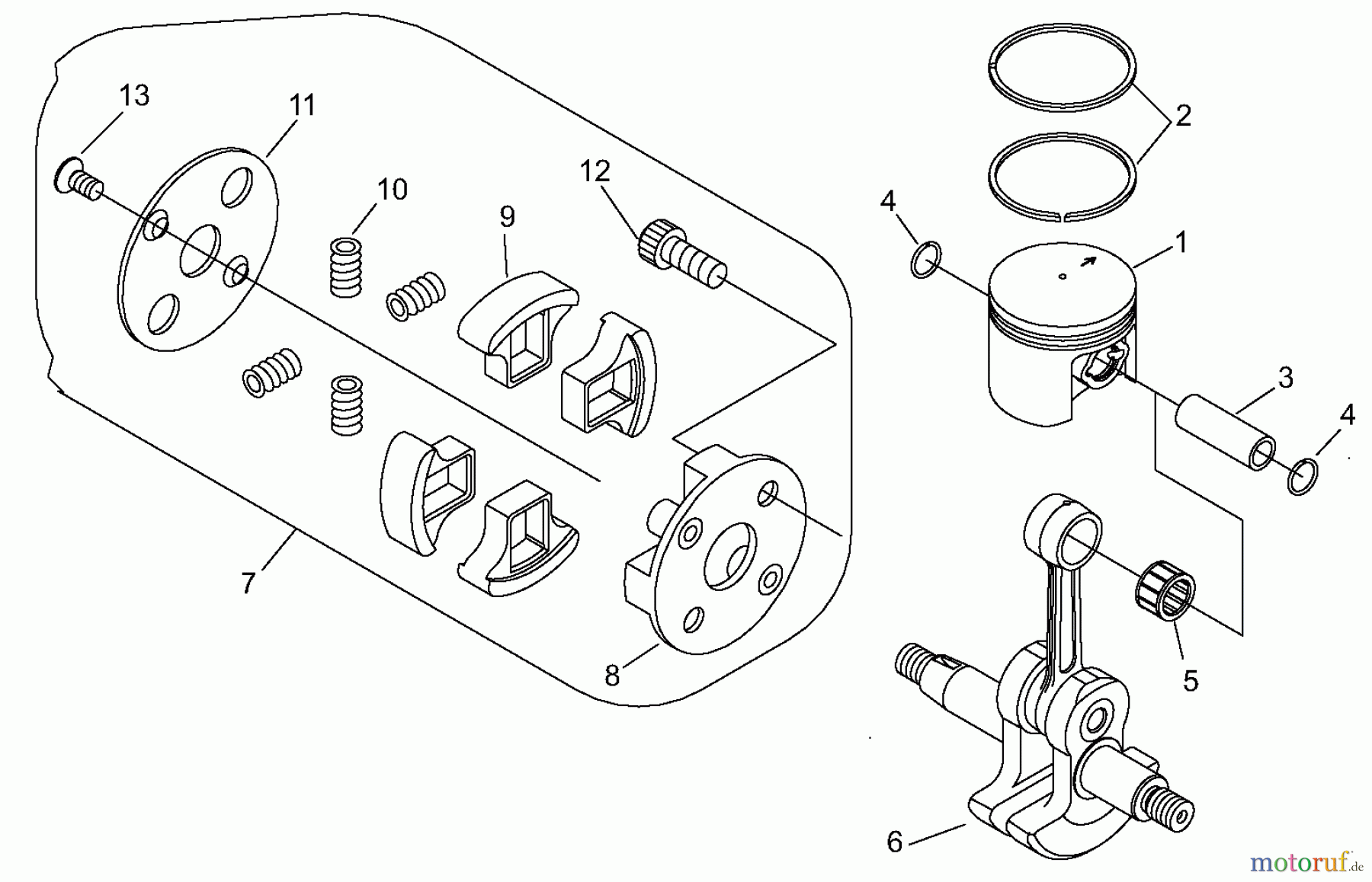 Shindaiwa Trimmer, Faden / Bürste B450 EMC - Shindaiwa String Trimmer / Brush Cutter, S/N: 20008885 - 20012244 Clutch, Piston