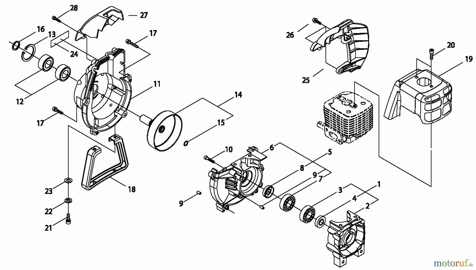 Shindaiwa Trimmer, Faden / Bürste B450 EMC - Shindaiwa String Trimmer / Brush Cutter, S/N: 20008885 - 20012244 Crankcase / Engine Cover / Fan Cover