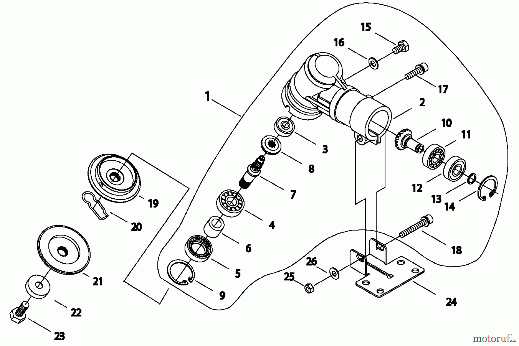  Shindaiwa Trimmer, Faden / Bürste B450 EMC - Shindaiwa String Trimmer / Brush Cutter, S/N: 20008885 - 20012244 Gear Case