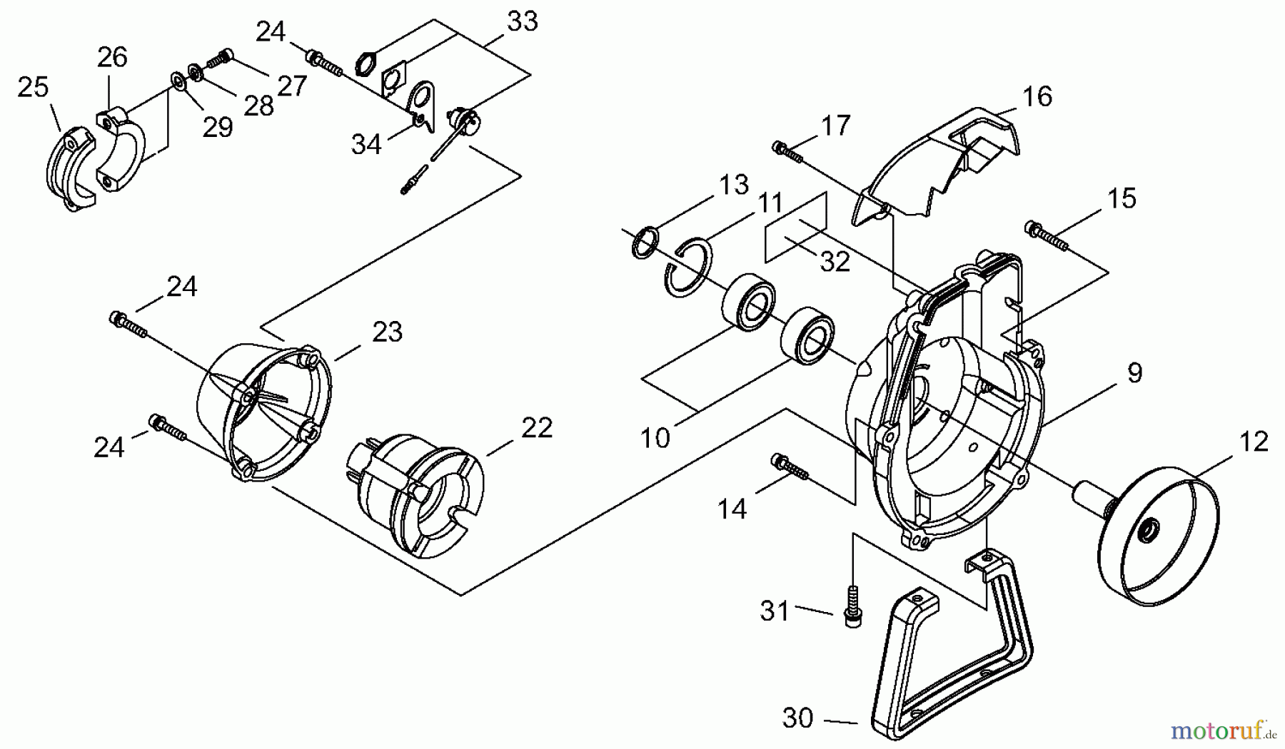  Shindaiwa Trimmer, Faden / Bürste B45LA - Shindaiwa String Trimmer / Brush Cutter, S/N: 9013121 - 9096060 Fan Case