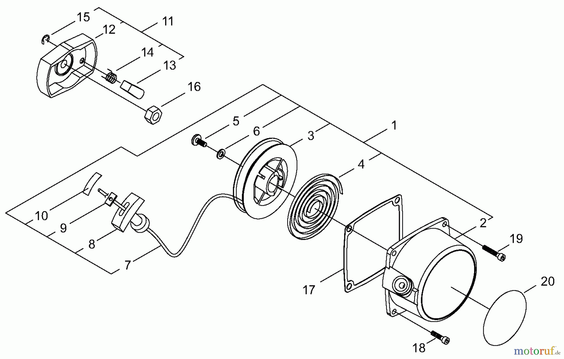 Shindaiwa Trimmer, Faden / Bürste B45LA - Shindaiwa String Trimmer / Brush Cutter, S/N: 36006061 - 36007180 Starter