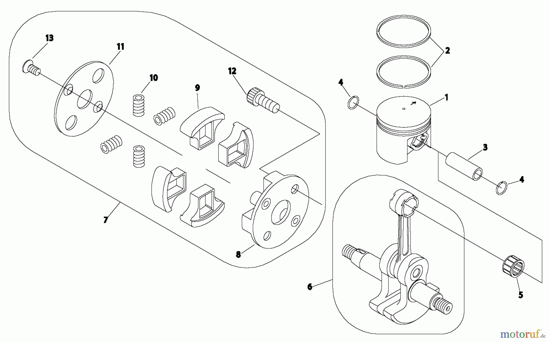  Shindaiwa Trimmer, Faden / Bürste B530 - Shindaiwa String Trimmer / Brush Cutter, S/N: 20009784 - 20011623 Clutch, Piston