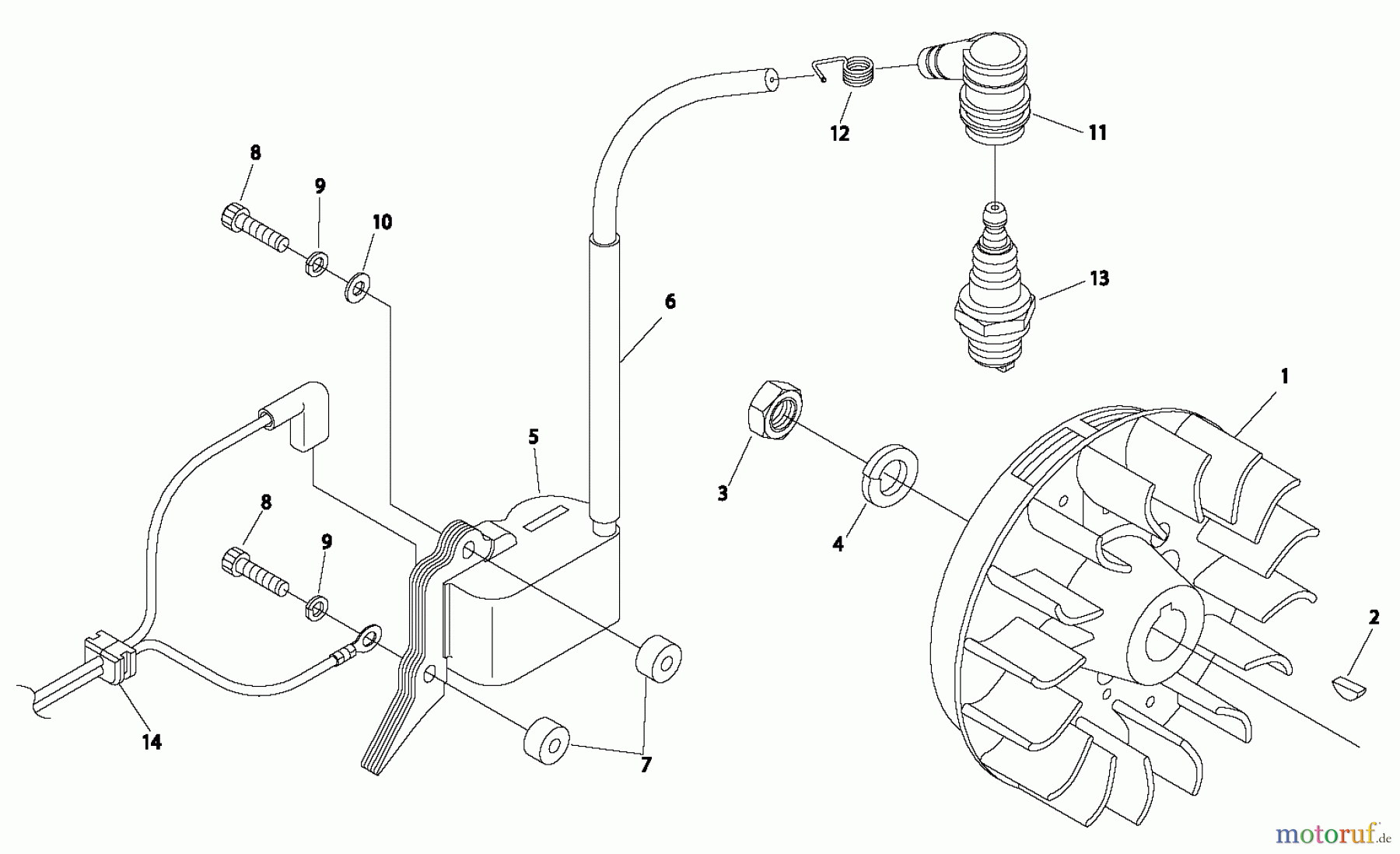  Shindaiwa Trimmer, Faden / Bürste B530 - Shindaiwa String Trimmer / Brush Cutter, S/N: 9018344 - 9099783 Flywheel / Ignition Coil