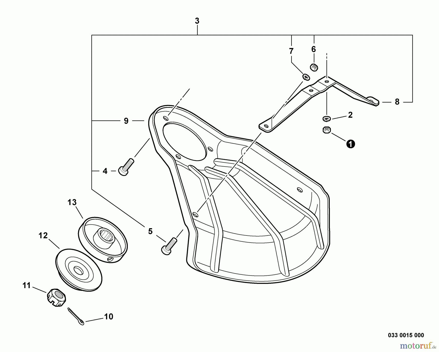 Shindaiwa Trimmer, Faden / Bürste BCK-12 - Shindaiwa U-Handle Blade Combo Conversion Kit, for T344 String Trimmer, S/N: T14712001001 - T14712999999 Debris Shield - Metal