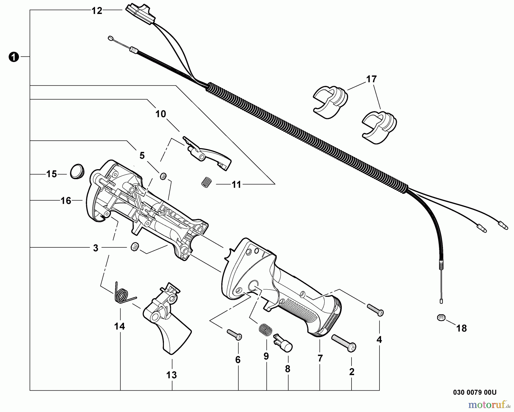  Shindaiwa Trimmer, Faden / Bürste BCK-12 - Shindaiwa U-Handle Blade Combo Conversion Kit, for T344 String Trimmer, S/N: T14712001001 - T14712999999 Throttle Control