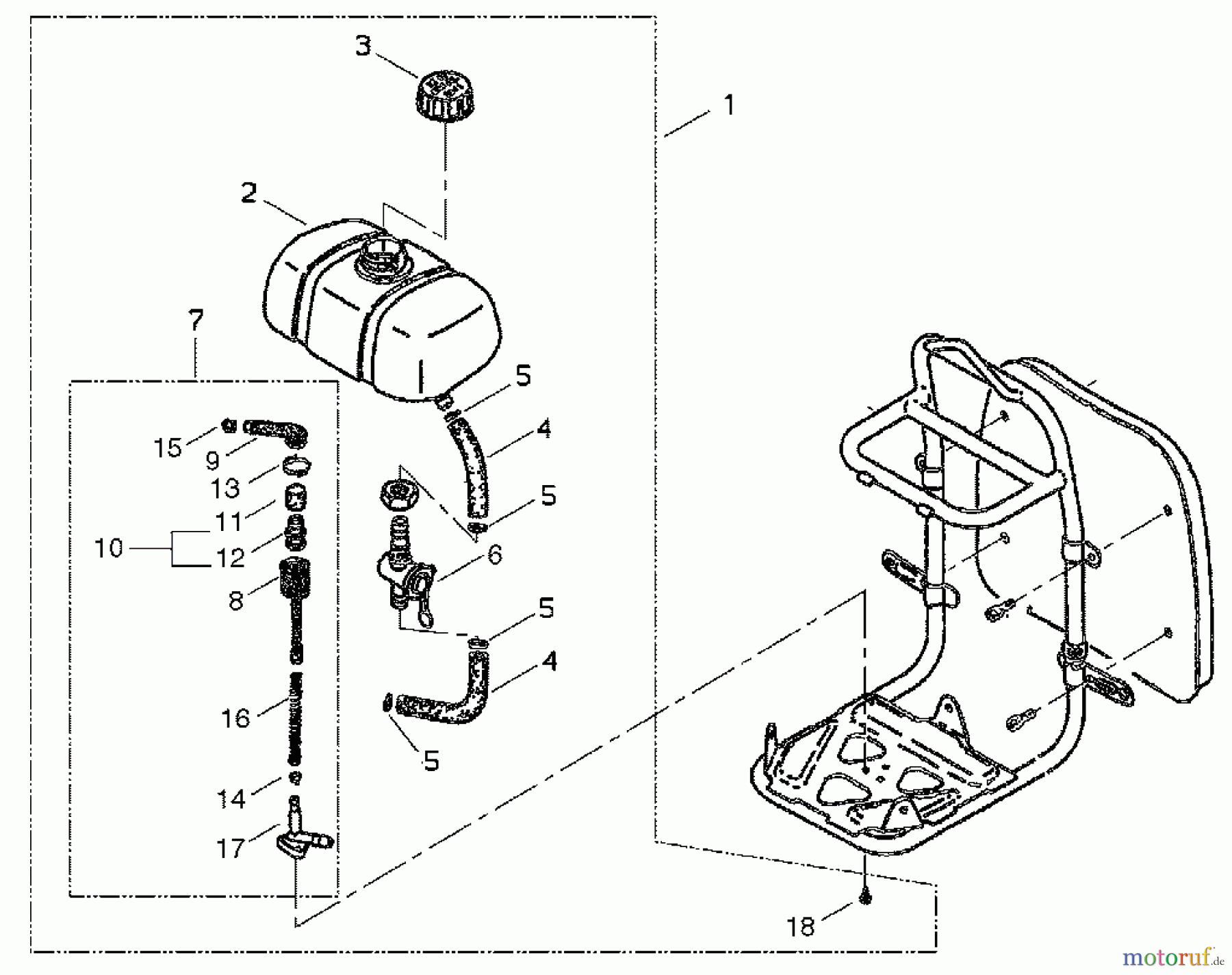 Shindaiwa Trimmer, Faden / Bürste BP35 - Shindaiwa String Trimmer / Brush Cutter, S/N: 9018291 - 9090220 Fuel Tank
