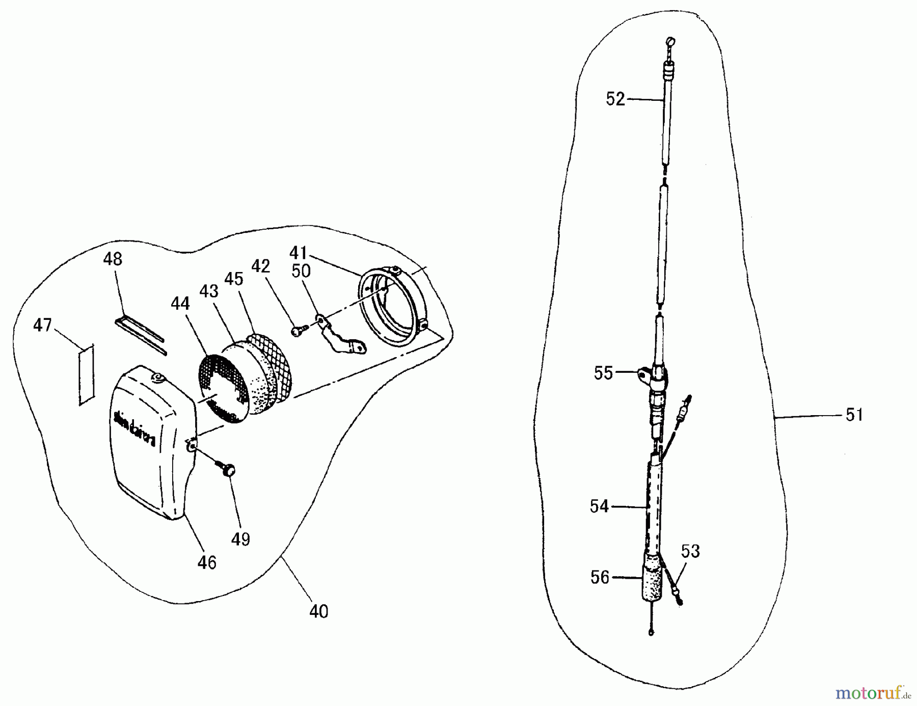 Shindaiwa Trimmer, Faden / Bürste BP40LA - Shindaiwa String Trimmer / Brush Cutter Air Filter / Throttle Cable