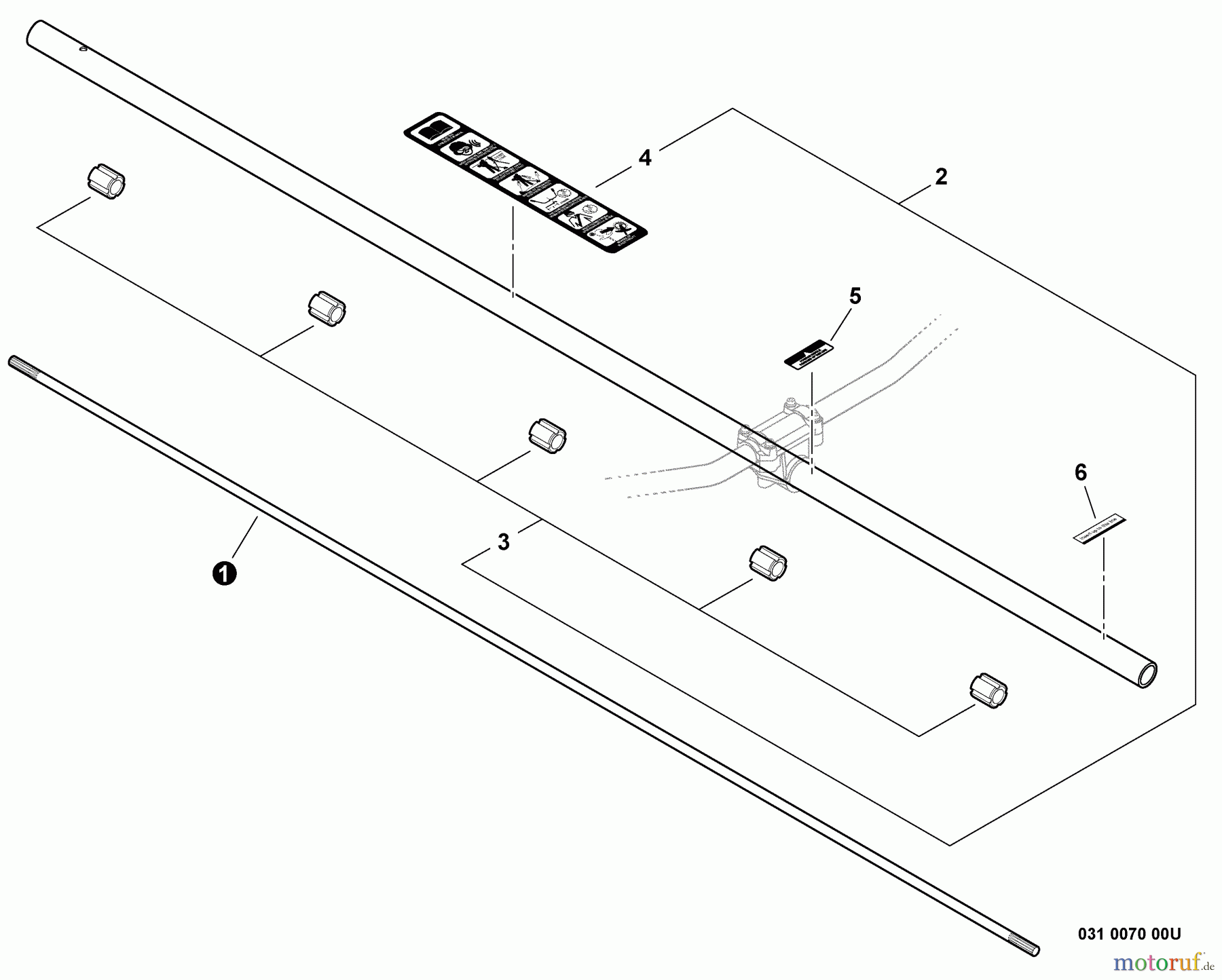 Shindaiwa Trimmer, Faden / Bürste C242 - Shindaiwa String Trimmer / Brush Cutter, S/N: T16512001001 - T16512999999 Main Pipe Assembly