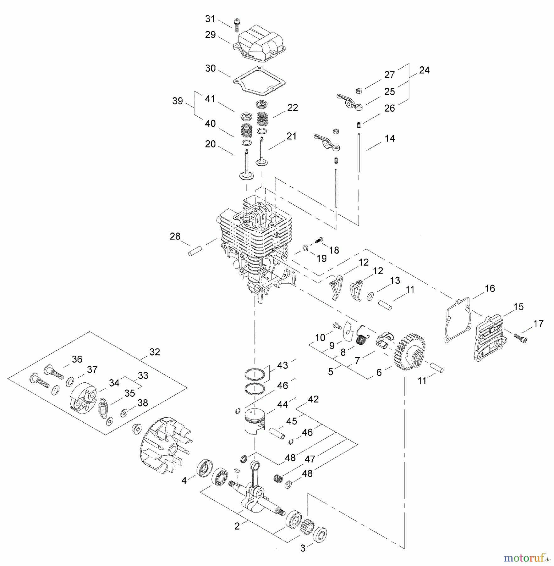  Shindaiwa Trimmer, Faden / Bürste C2510 - Shindaiwa String Trimmer / Brush Cutter Cam Gear, Clutch Shoe, Crankshaft, Rocker Arm