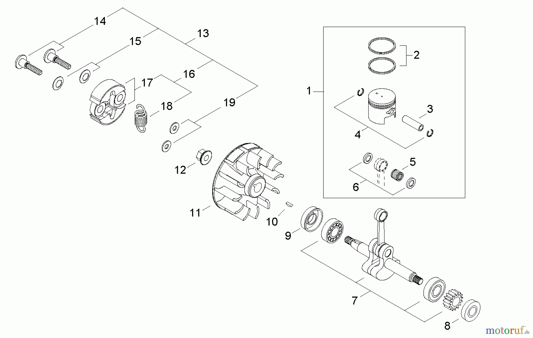 Shindaiwa Trimmer, Faden / Bürste C344 - Shindaiwa String Trimmer / Brush Cutter, S/N: T15111001001 - T1511199 Clutch, Piston