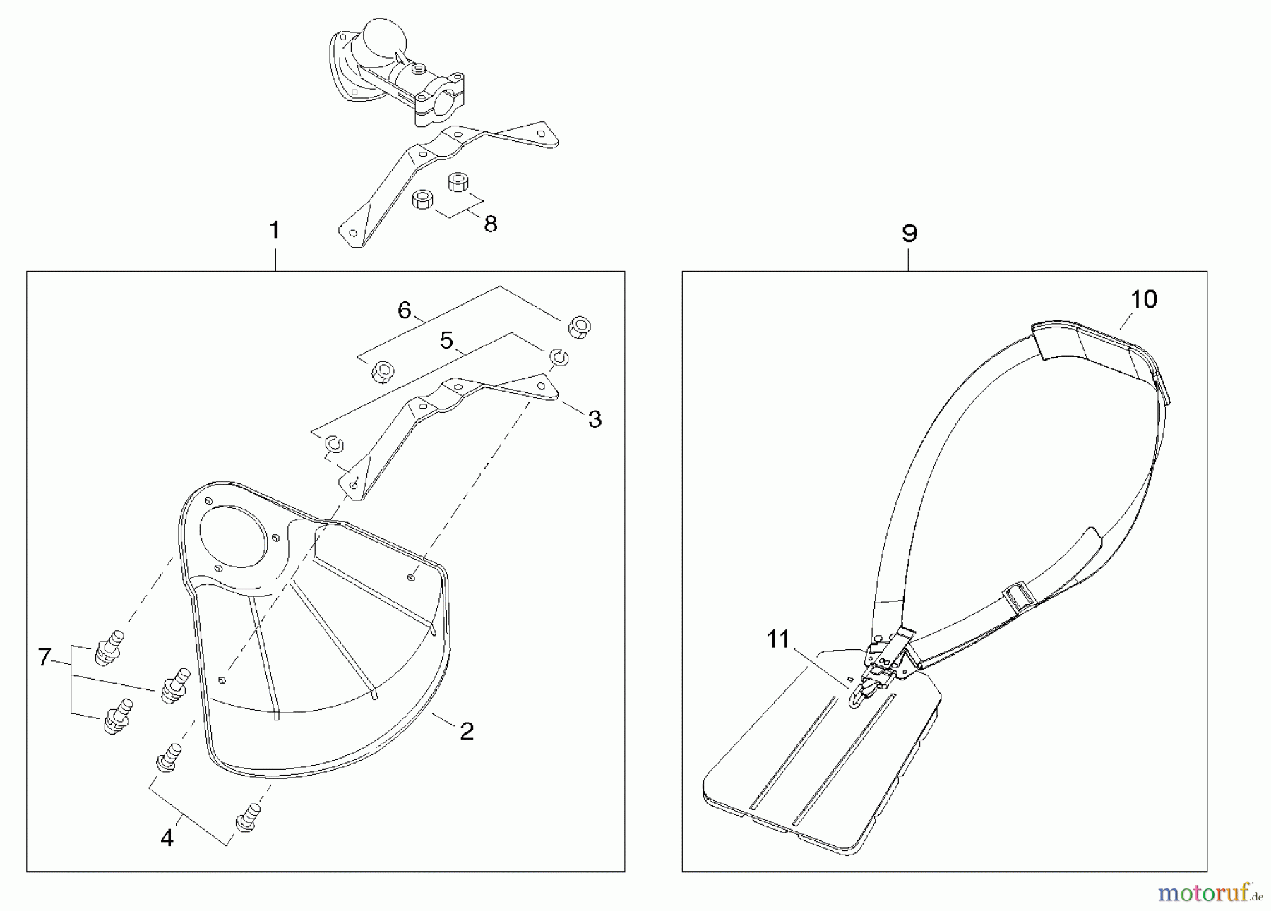 Shindaiwa Trimmer, Faden / Bürste C344 - Shindaiwa String Trimmer / Brush Cutter, S/N: T15213001001 - T1521399 Metal Debris Shield / Brushcutter Harness