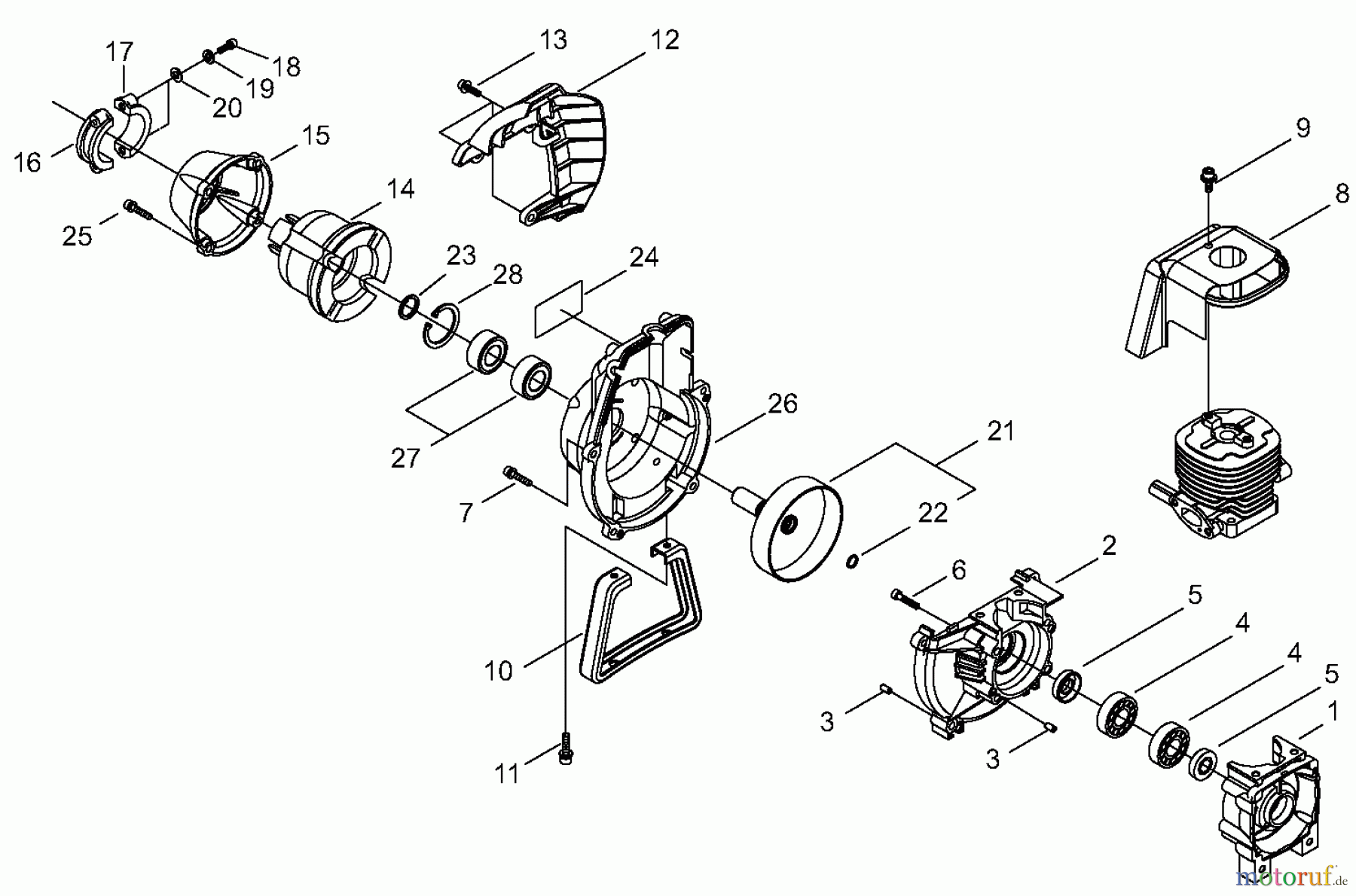 Shindaiwa Trimmer, Faden / Bürste C35 - Shindaiwa String Trimmer / Brush Cutter, S/N: 20000001 - 20002240 Crankcase, Engine Cover, Fan Cover