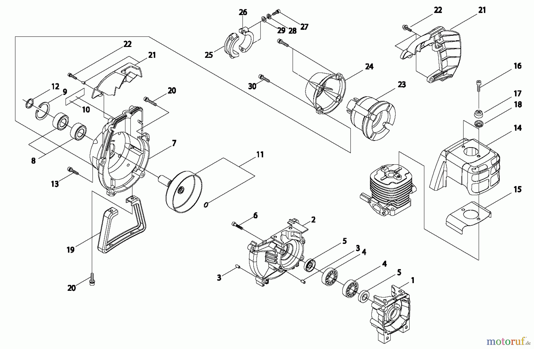 Shindaiwa Trimmer, Faden / Bürste C350 - Shindaiwa String Trimmer / Brush Cutter, S/N: 20001921 - 20003190 Crankcase / Engine Cover / Fan Cover