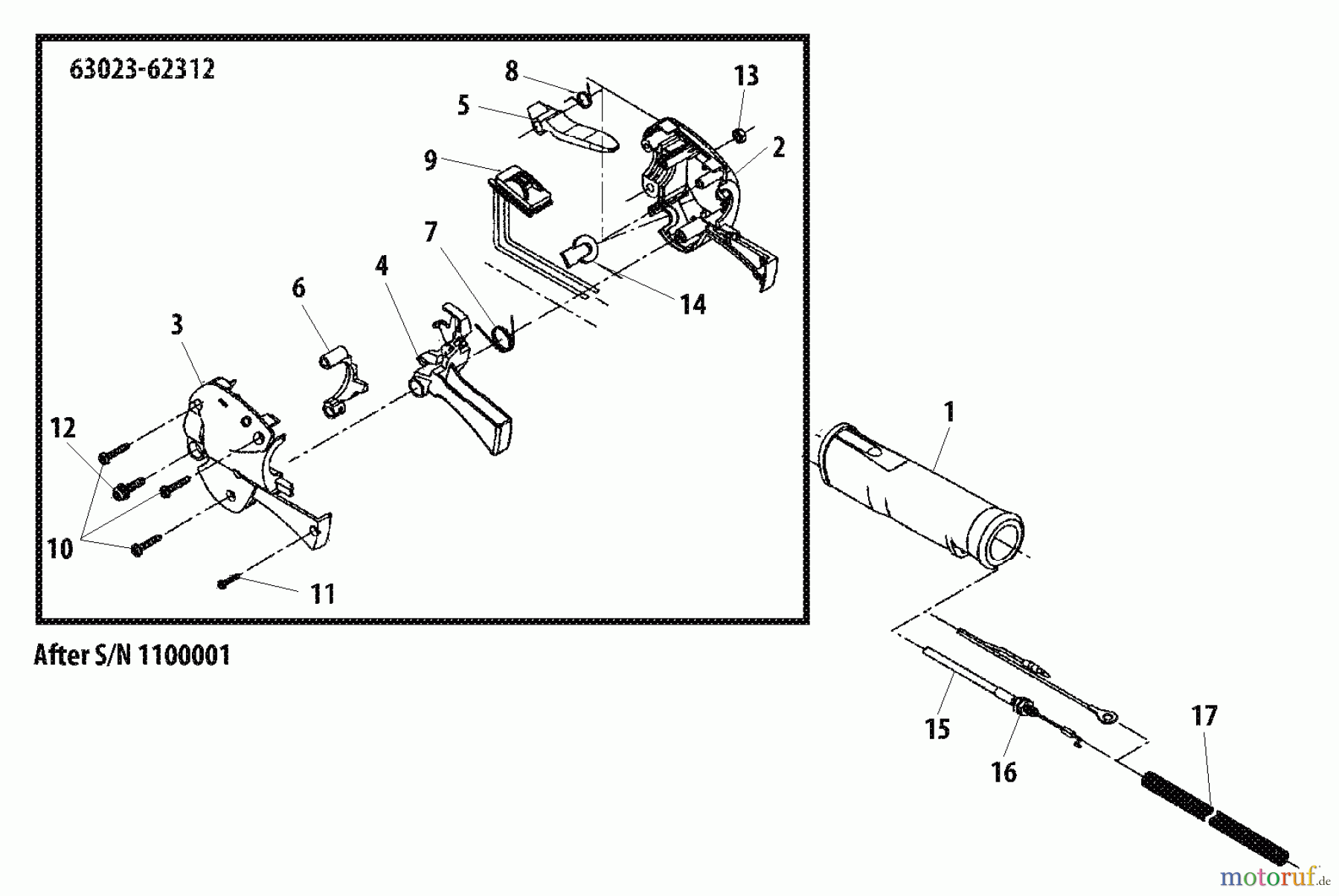 Shindaiwa Trimmer, Faden / Bürste M230 - Shindaiwa Multi-Tool Throttle Lever S/N: 1100001 - 9999999