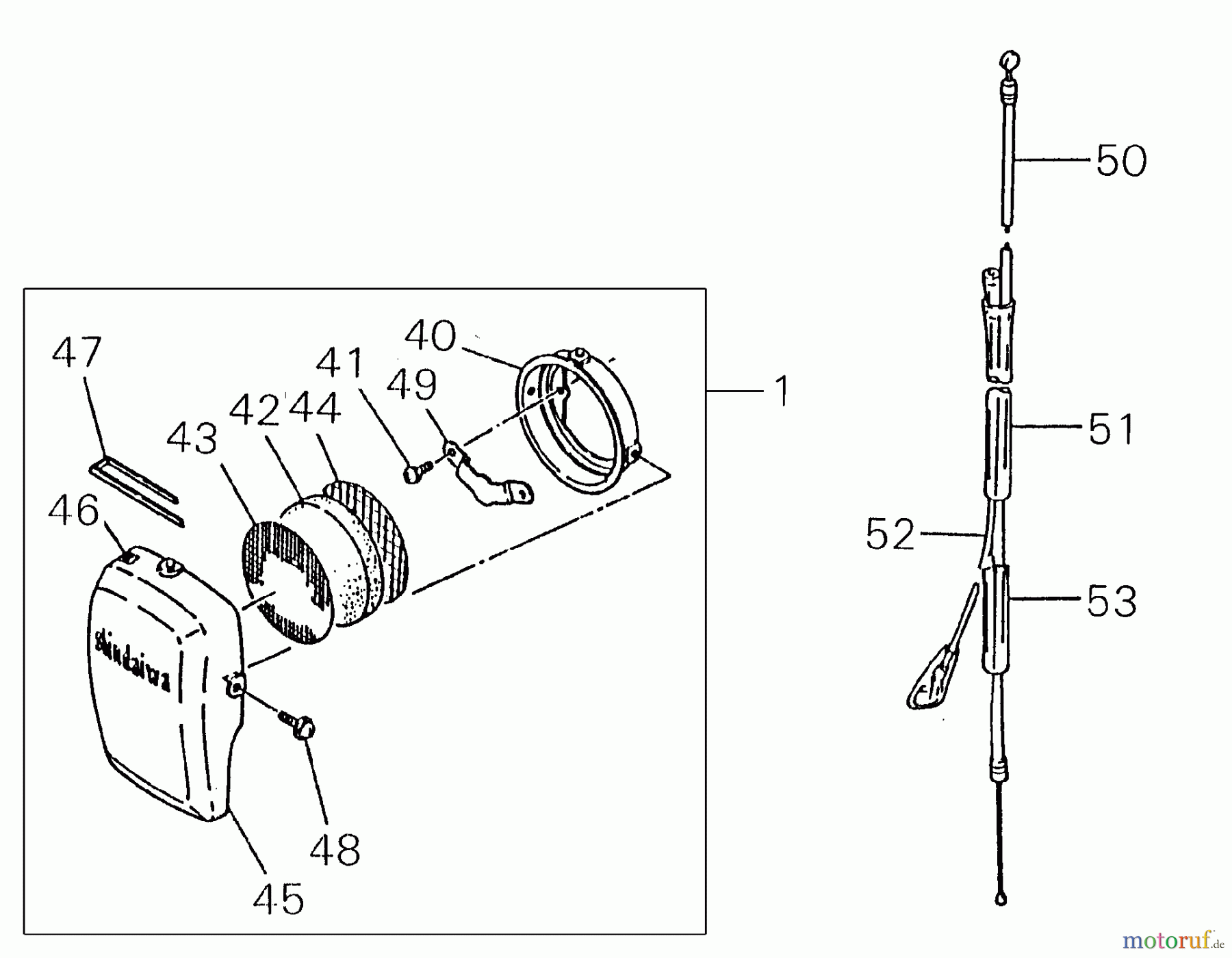 Shindaiwa Trimmer, Faden / Bürste R35F - Shindaiwa String Trimmer / Brush Cutter Air Filter / Throttle Cable
