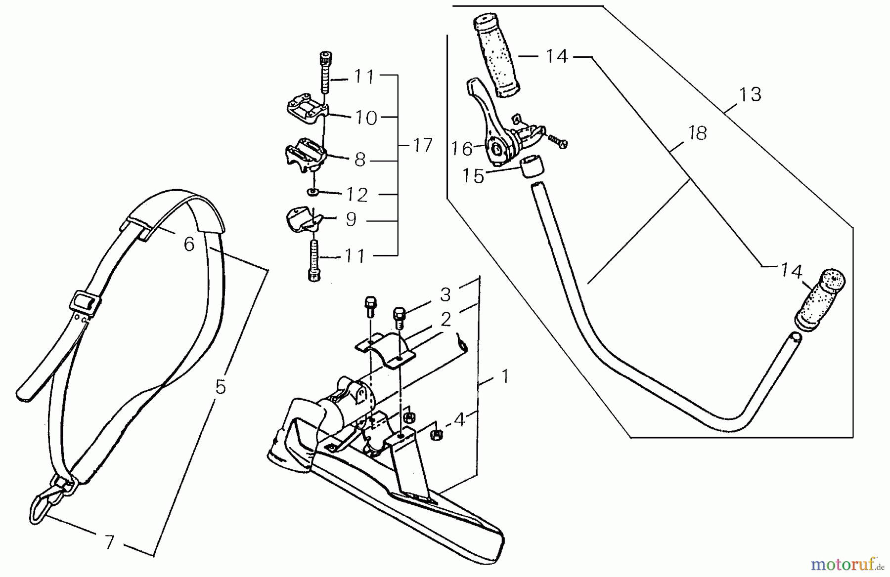 Shindaiwa Trimmer, Faden / Bürste R40FT - Shindaiwa String Trimmer / Brush Cutter Handlebar / Debris Shield / Harness