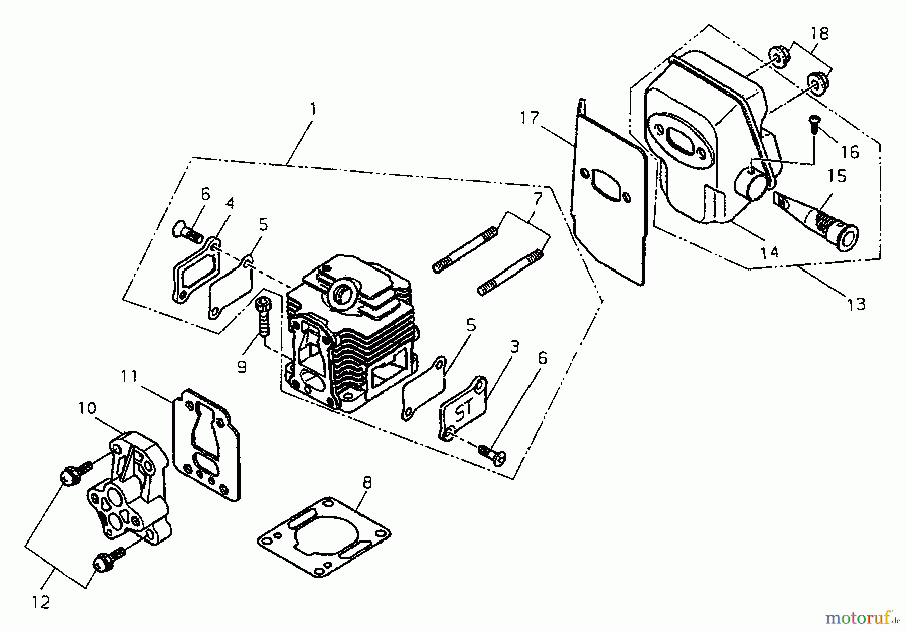 Shindaiwa Trimmer, Faden / Bürste T195S - Shindaiwa String Trimmer Cylinder, Muffler