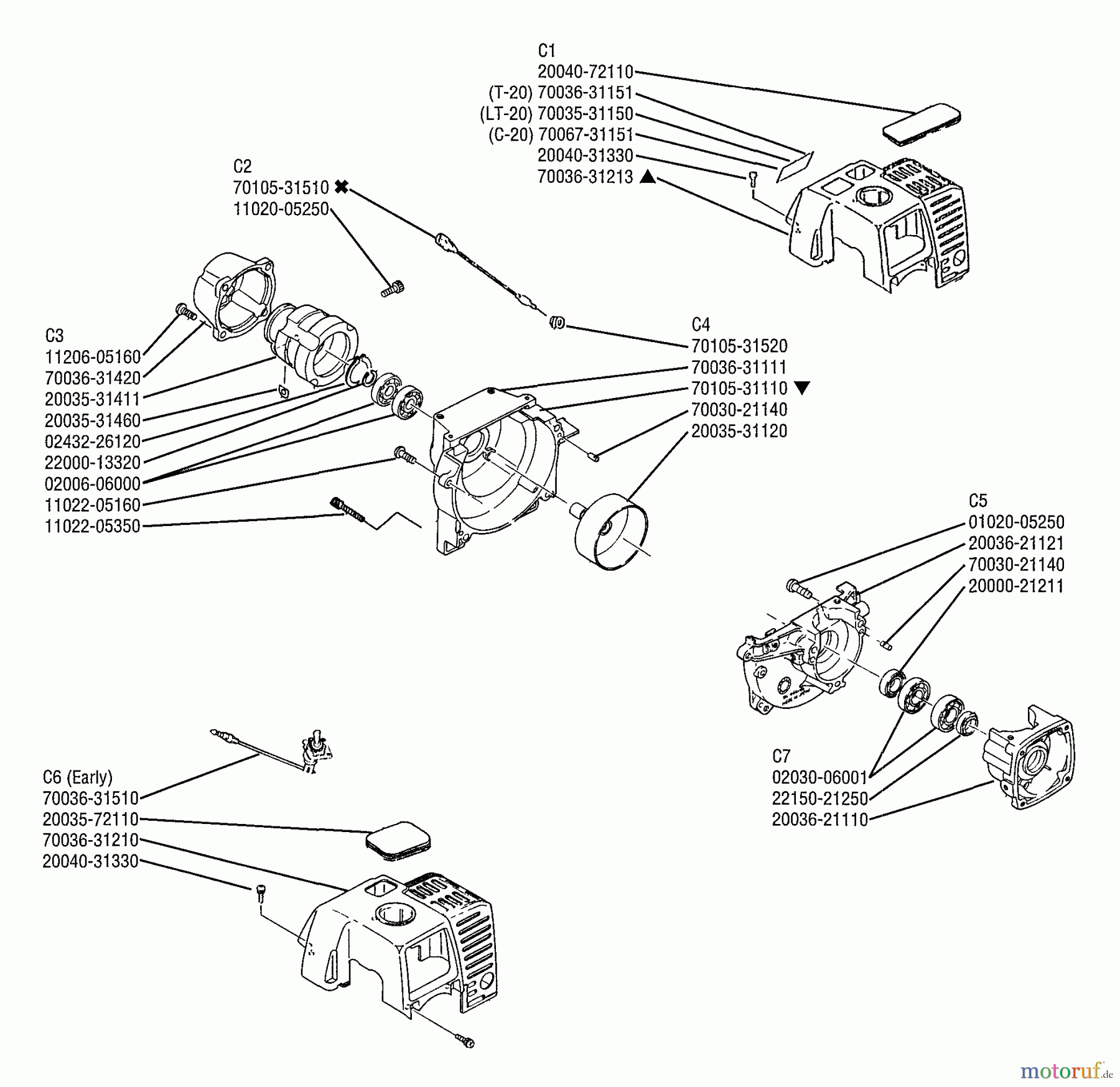 Shindaiwa Trimmer, Faden / Bürste T20 - Shindaiwa String Trimmer Crankcase