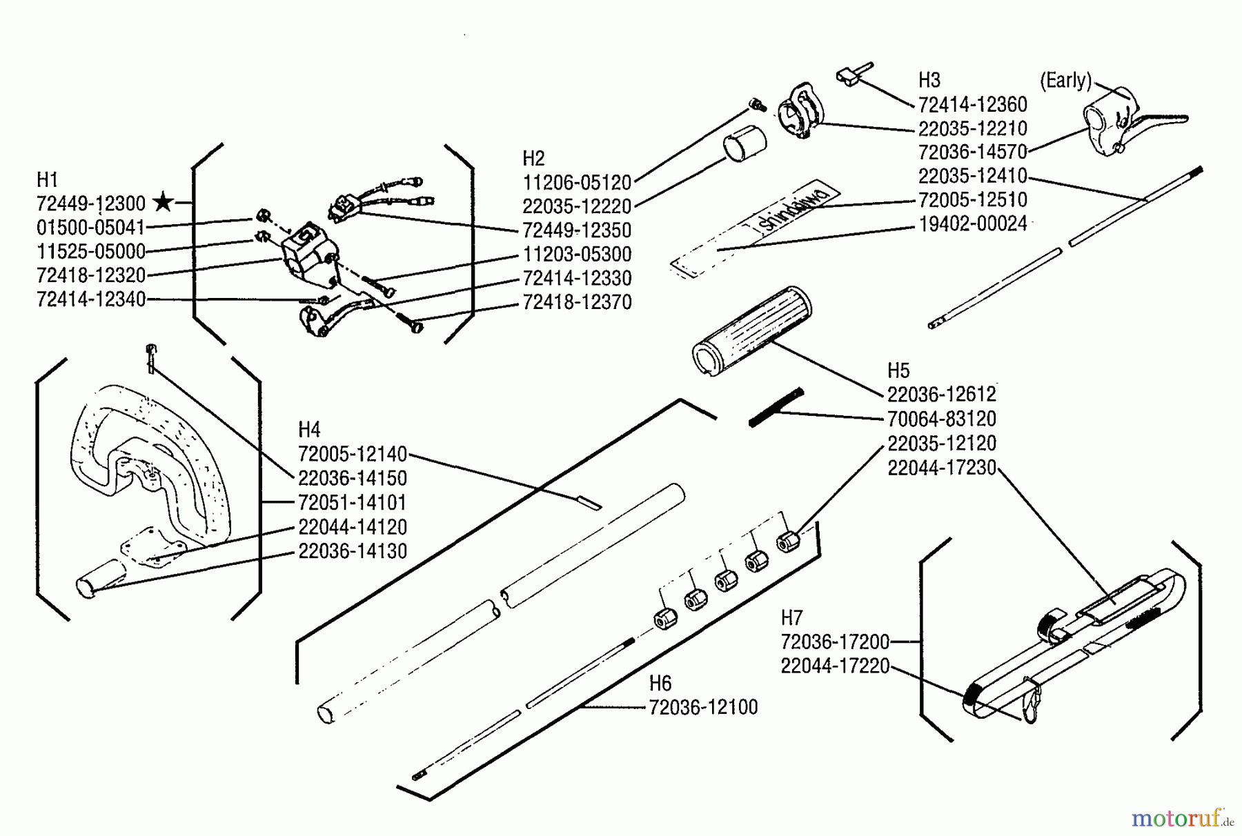 Shindaiwa Trimmer, Faden / Bürste T20 - Shindaiwa String Trimmer Handle and Shaft