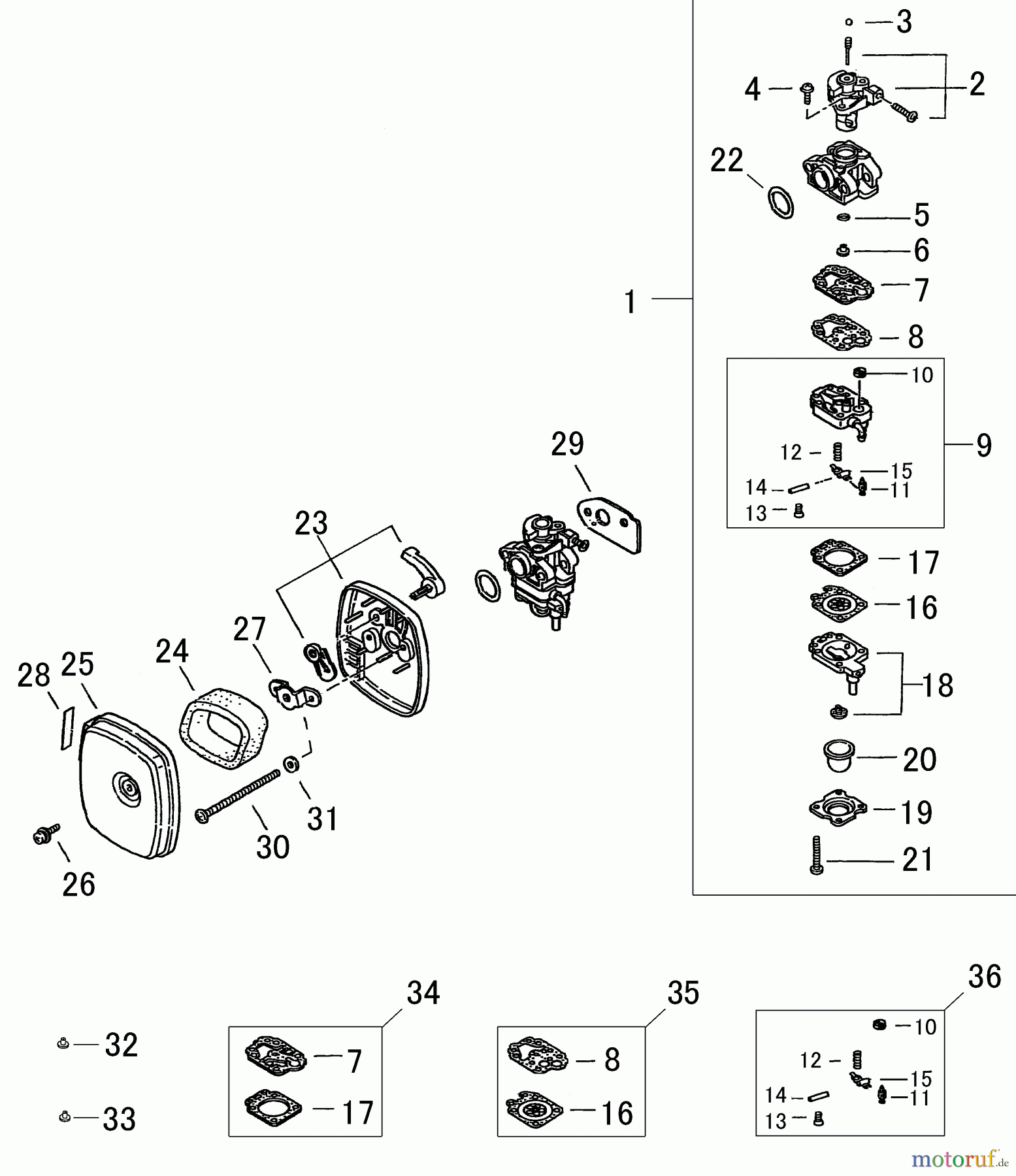 Shindaiwa Trimmer, Faden / Bürste T220 - Shindaiwa String Trimmer Carburetor / Air Filter