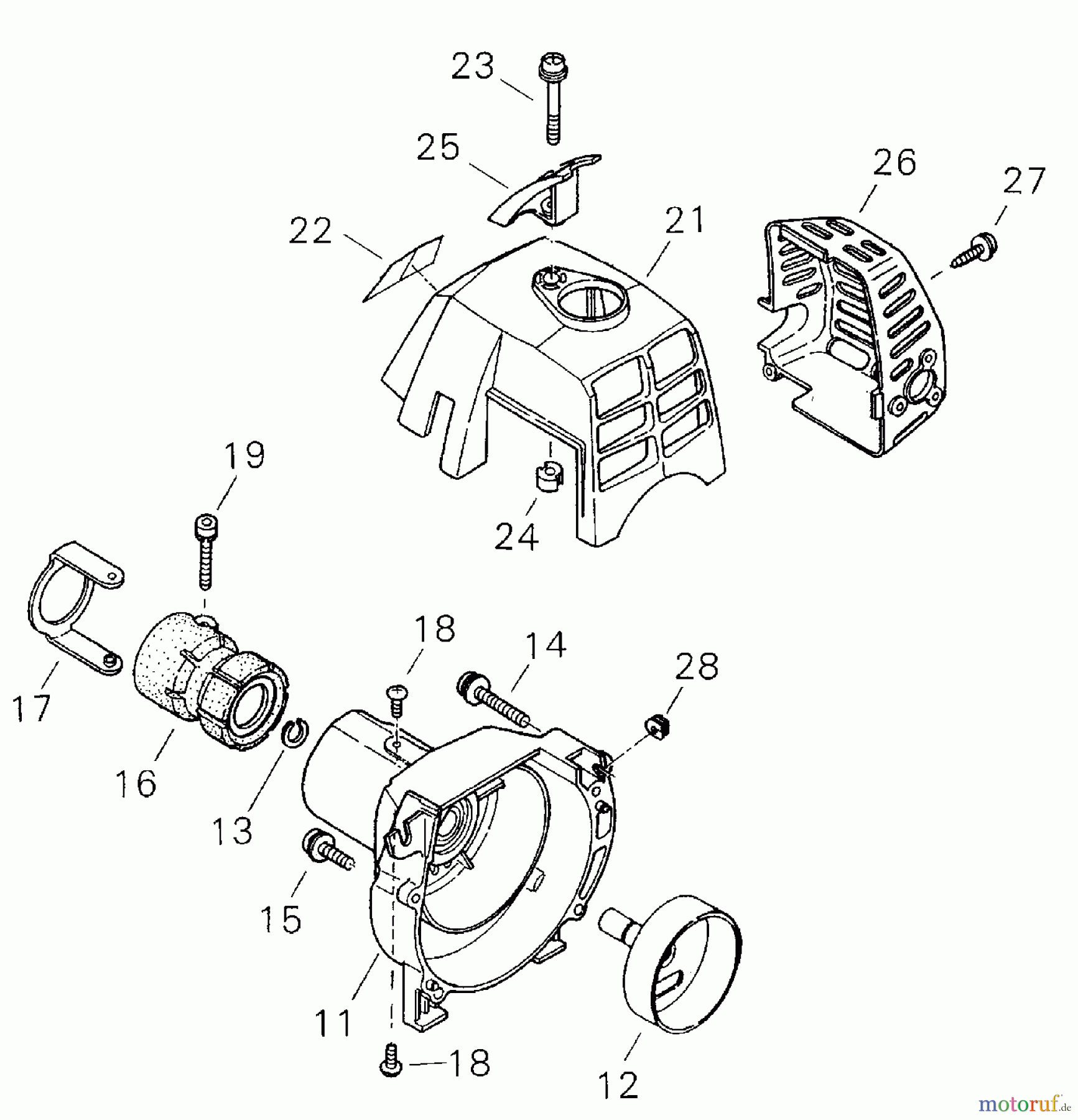 Shindaiwa Trimmer, Faden / Bürste T220 - Shindaiwa String Trimmer Engine Cover / Fan Cover / Muffler Cover