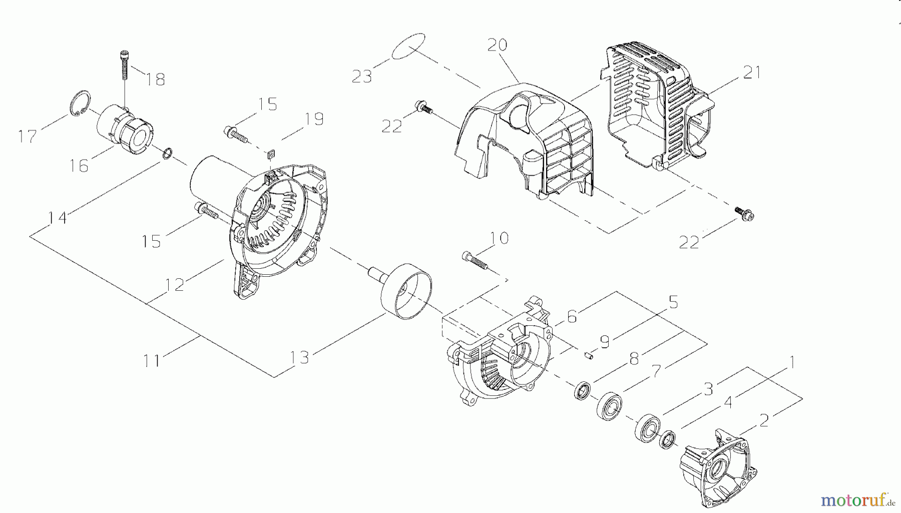 Shindaiwa Trimmer, Faden / Bürste T222 - Shindaiwa String Trimmer Crankcase, Fan Cover