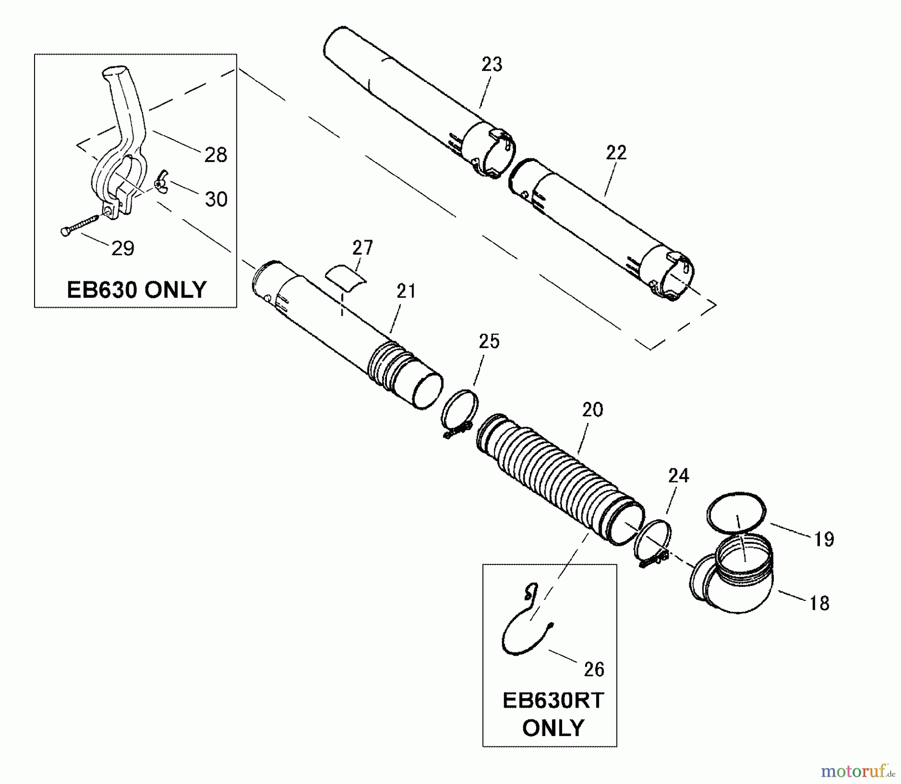  Shindaiwa Bläser / Sauger / Häcksler / Mulchgeräte EB630RT (EPA) - Shindaiwa Back Pack Blower Tube