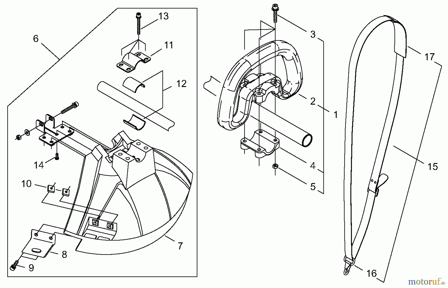Shindaiwa Trimmer, Faden / Bürste T230XR EMC - Shindaiwa String Trimmer, S/N: 9013195 - 9095664 Handle Assembly / Debris Shield