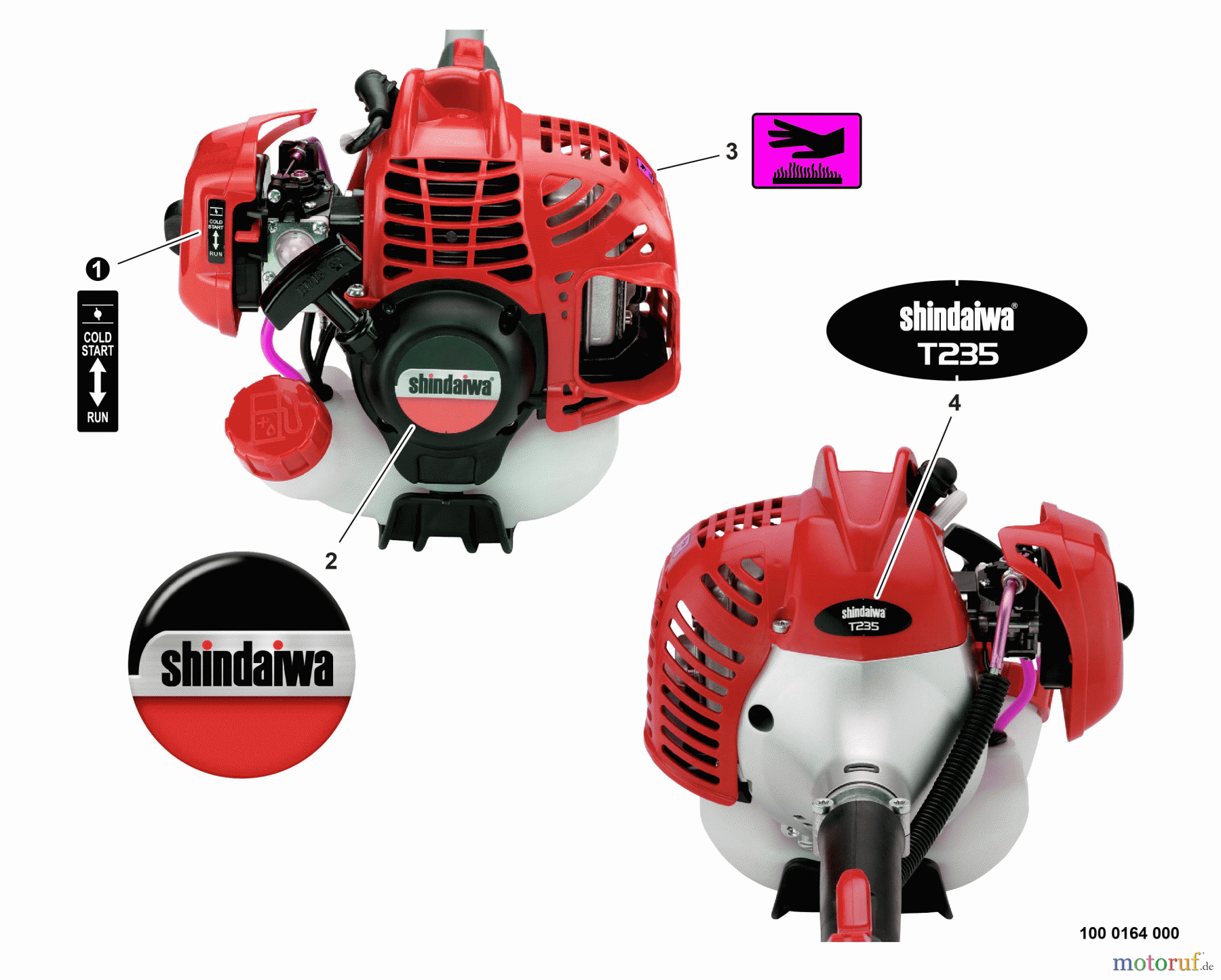 Shindaiwa Trimmer, Faden / Bürste T235 - Shindaiwa String Trimmer, Labels