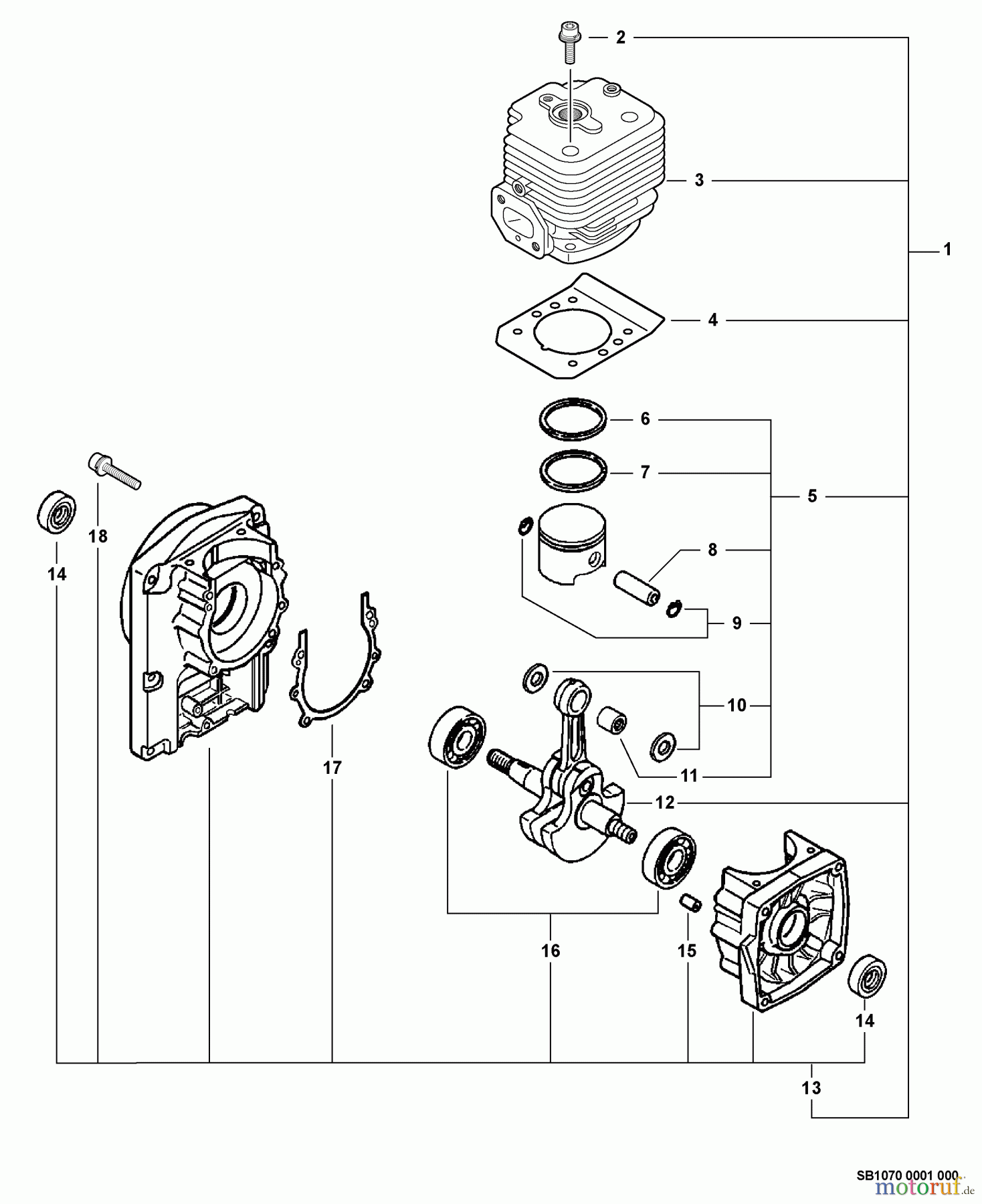 Shindaiwa Bläser / Sauger / Häcksler / Mulchgeräte EB633RT - Shindaiwa Back Pack Blower, S/N: P02511001001 - P02511999999 Engine, Short Block -- SB1070
