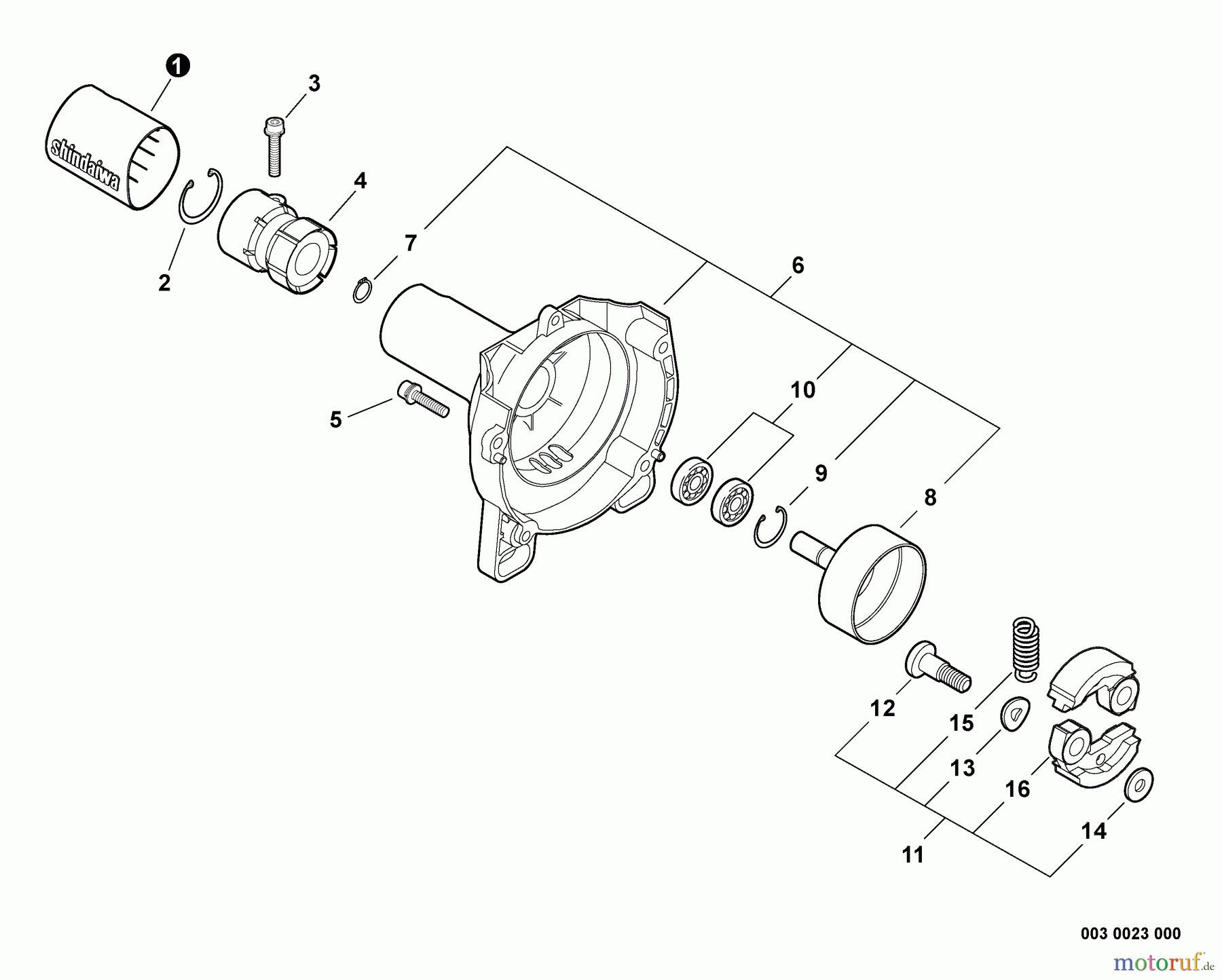 Shindaiwa Trimmer, Faden / Bürste T242X - Shindaiwa String Trimmer, S/N: T20213001001 - T20213999999 Clutch, Fan Case