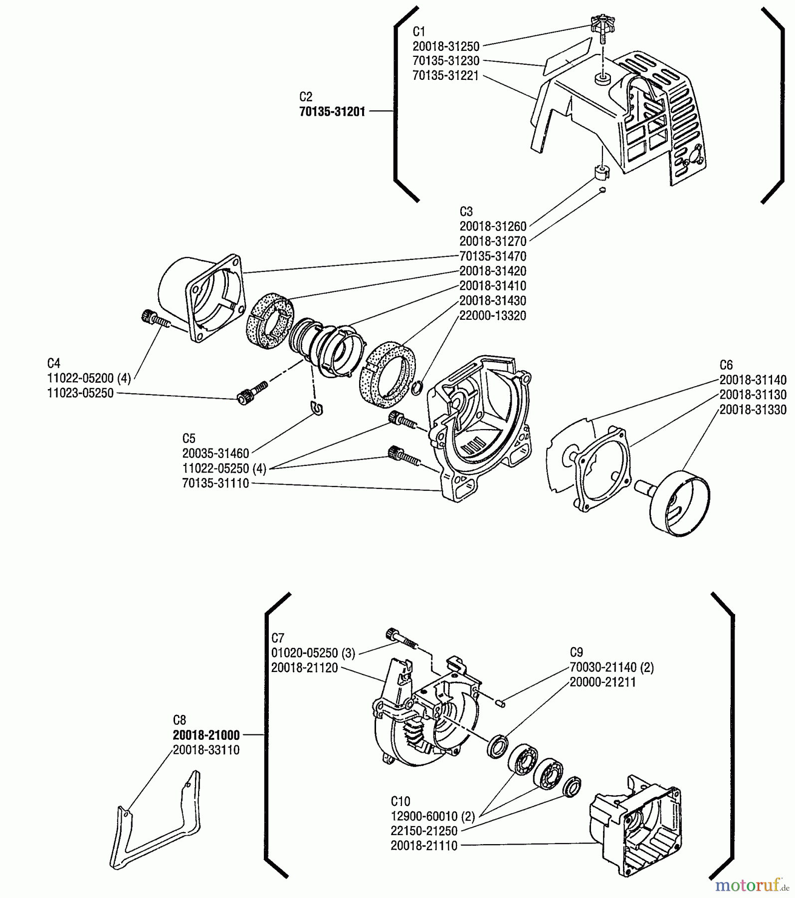 Shindaiwa Trimmer, Faden / Bürste T250 - Shindaiwa String Trimmer Crankcase