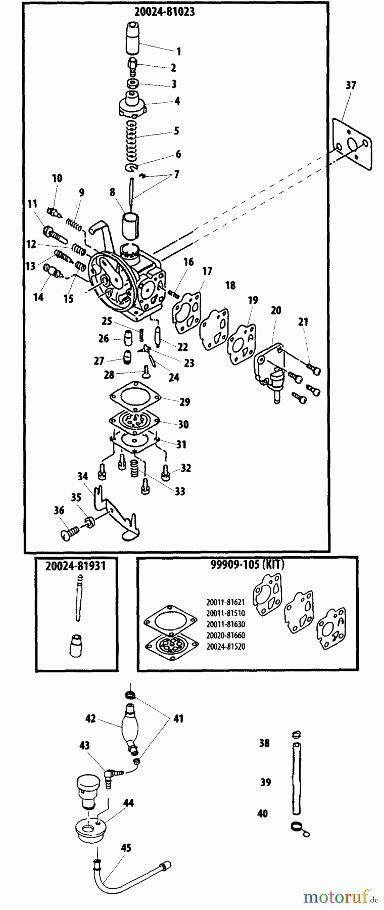 Shindaiwa Trimmer, Faden / Bürste C270 - Shindaiwa String Trimmer / Brush Cutter Carburetor (Non EPA/CARB)