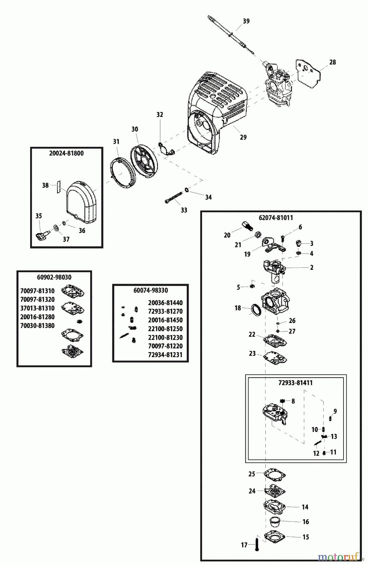 Shindaiwa Trimmer, Faden / Bürste T272X - Shindaiwa String Trimmer Carburetor -- WYJ-329