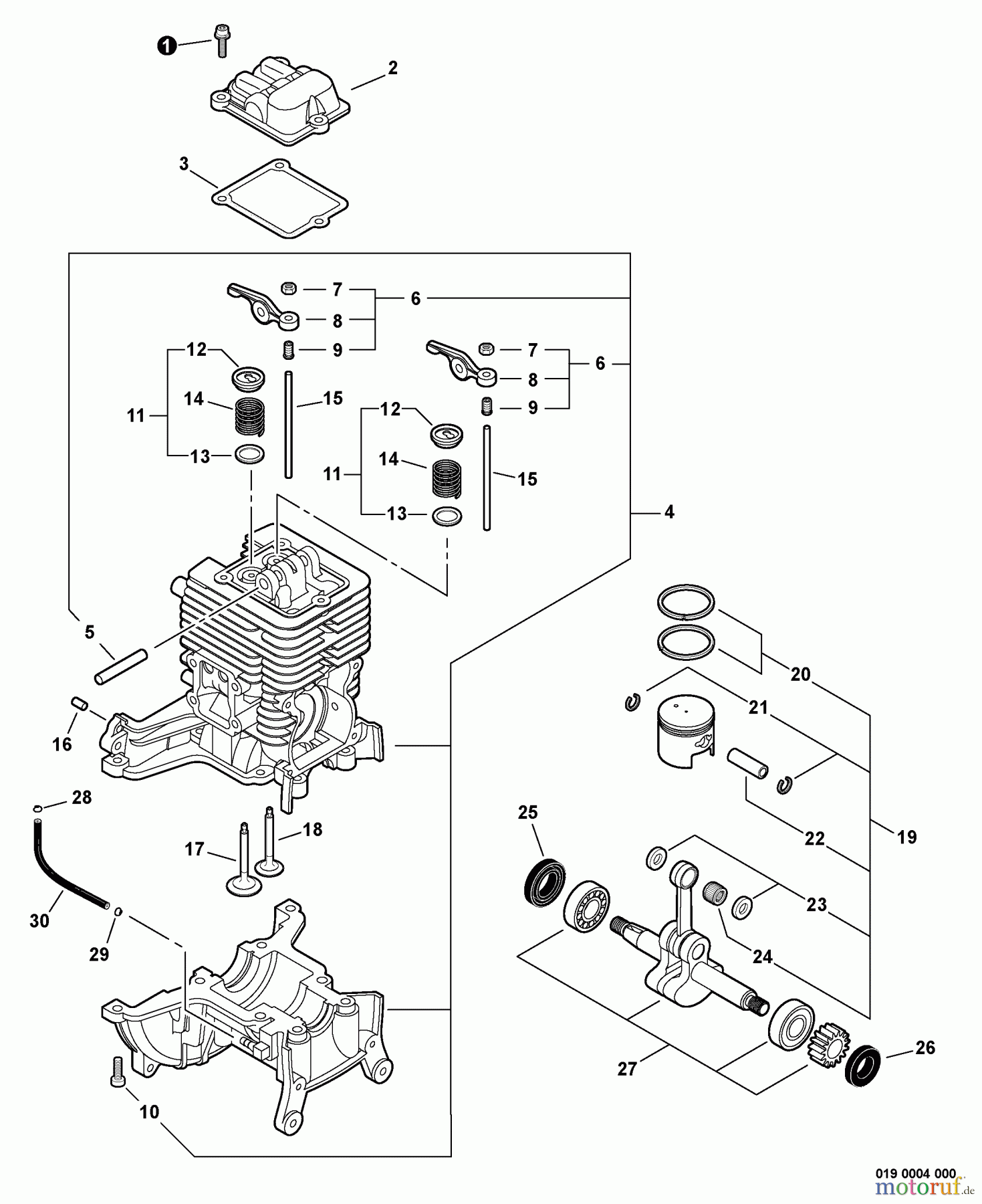 Shindaiwa Kehrmaschinen PS344 - Shindaiwa Power Broom, S/N: T15312001001 - T15312999999 Cylinder, Valve Train, Piston Kit