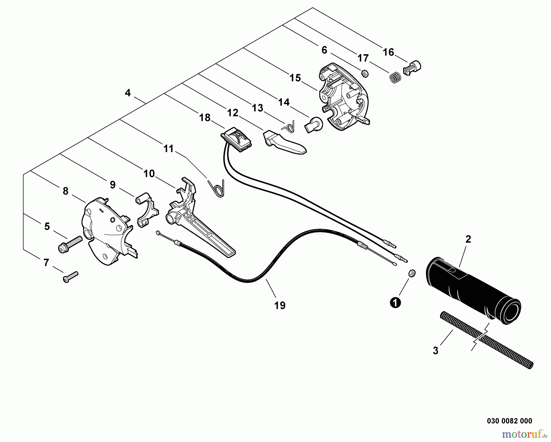 Shindaiwa Kehrmaschinen PS344 - Shindaiwa Power Broom, S/N: T15312001001 - T15312999999 Throttle Control