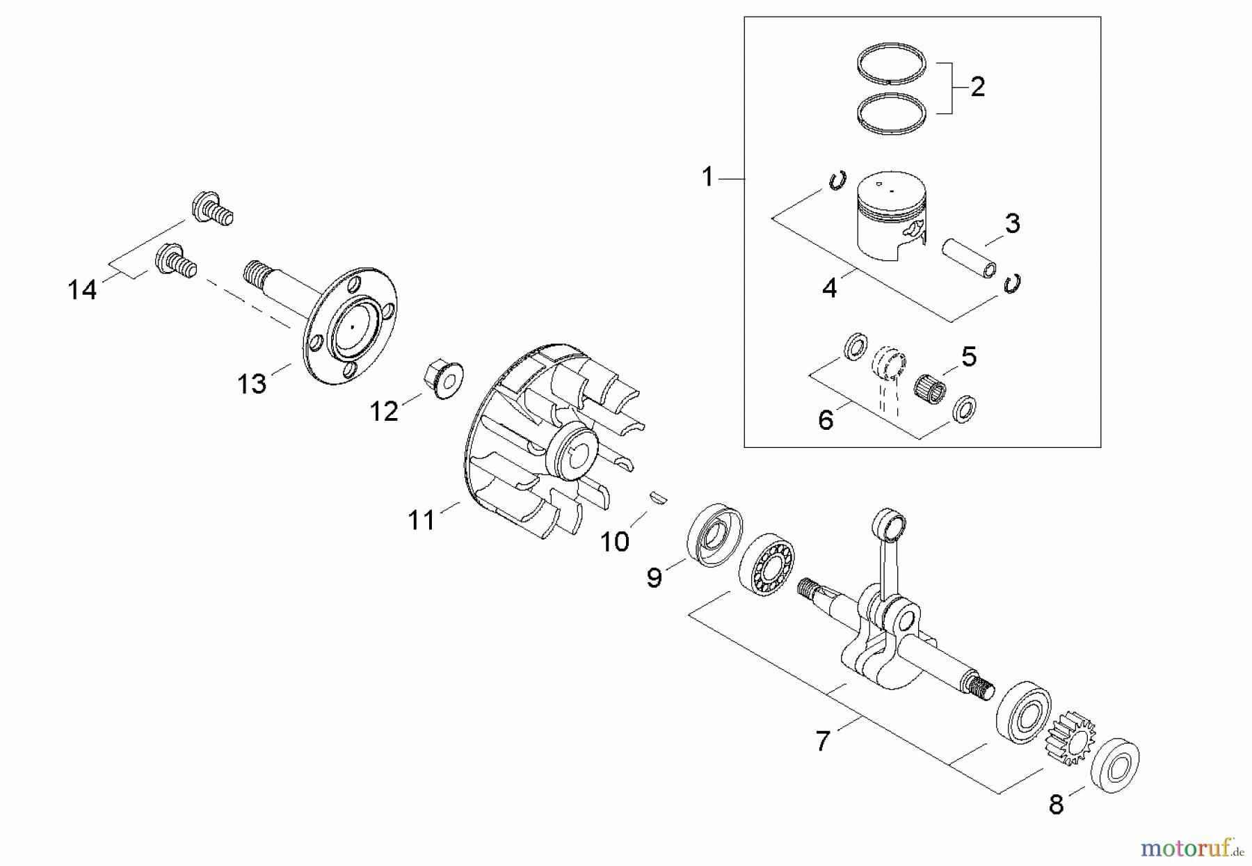 Shindaiwa Wasserpumpen GP344 - Shindaiwa Water Pump, S/N: T15912001001 - T15912999999 Piston / Flywheel