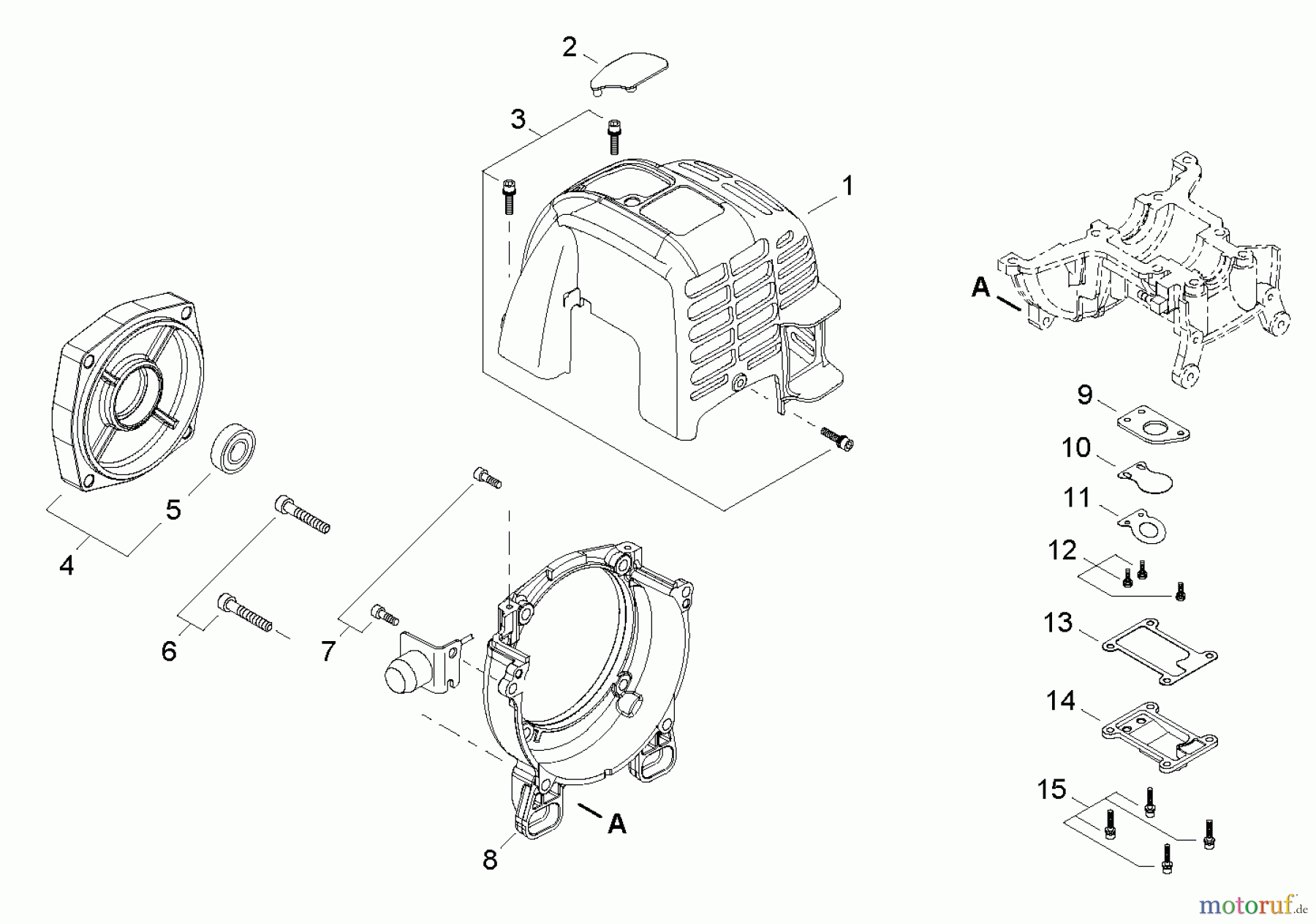 Shindaiwa Wasserpumpen GP344 - Shindaiwa Water Pump, S/N: T16011001001 - T16011999999 Engine Cover, Fan Cover, Reed Valve