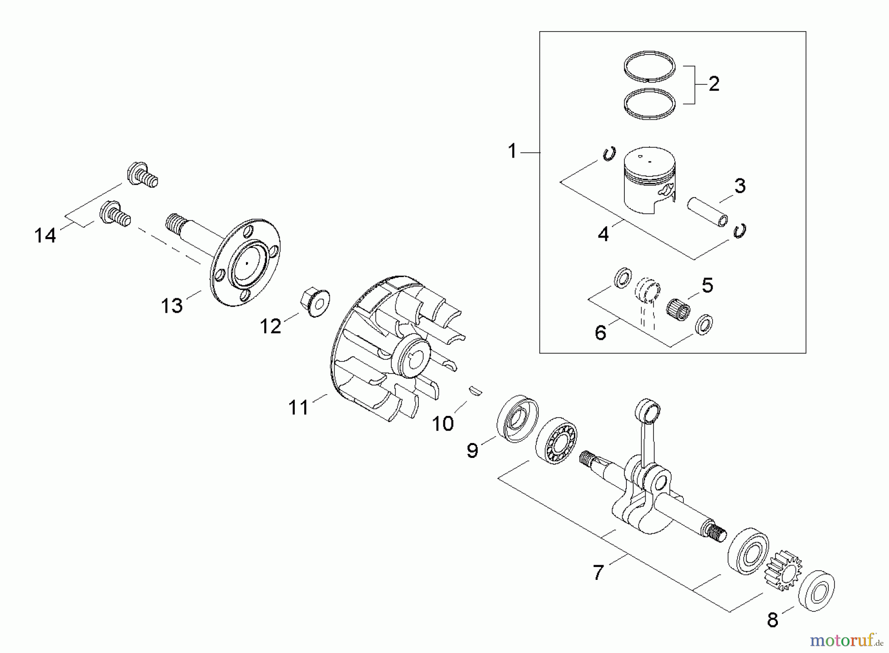 Shindaiwa Wasserpumpen GP344 - Shindaiwa Water Pump, S/N: T16011001001 - T16011999999 Piston / Flywheel