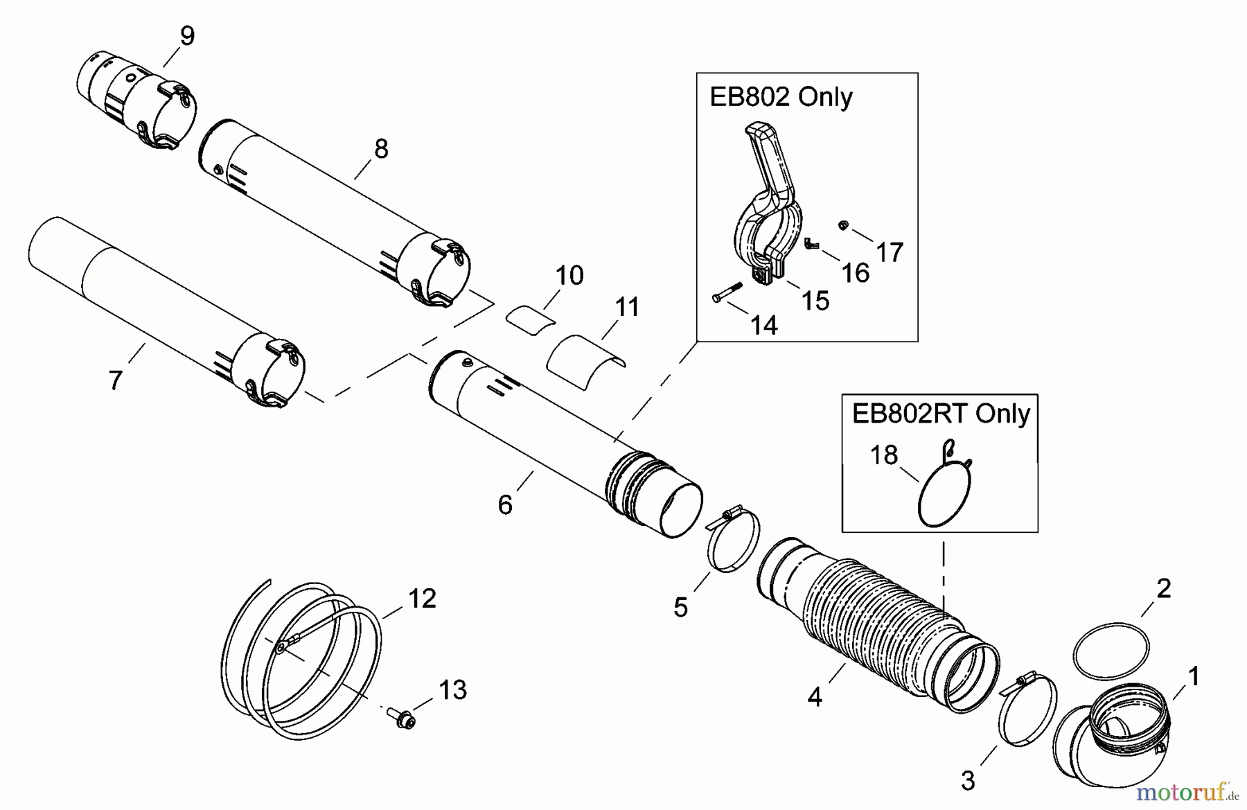 Shindaiwa Bläser / Sauger / Häcksler / Mulchgeräte EB802RT - Shindaiwa Back Pack Blower Tubes, EB802 Handle