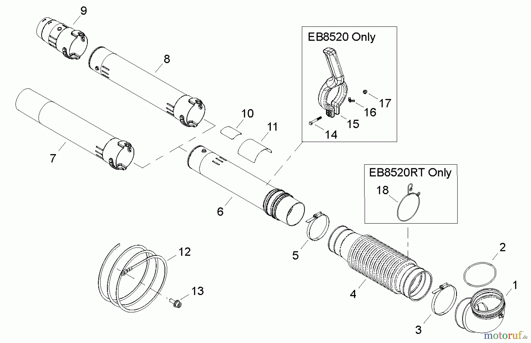  Shindaiwa Bläser / Sauger / Häcksler / Mulchgeräte EB8520RT - Shindaiwa Back Pack Blower Tubes