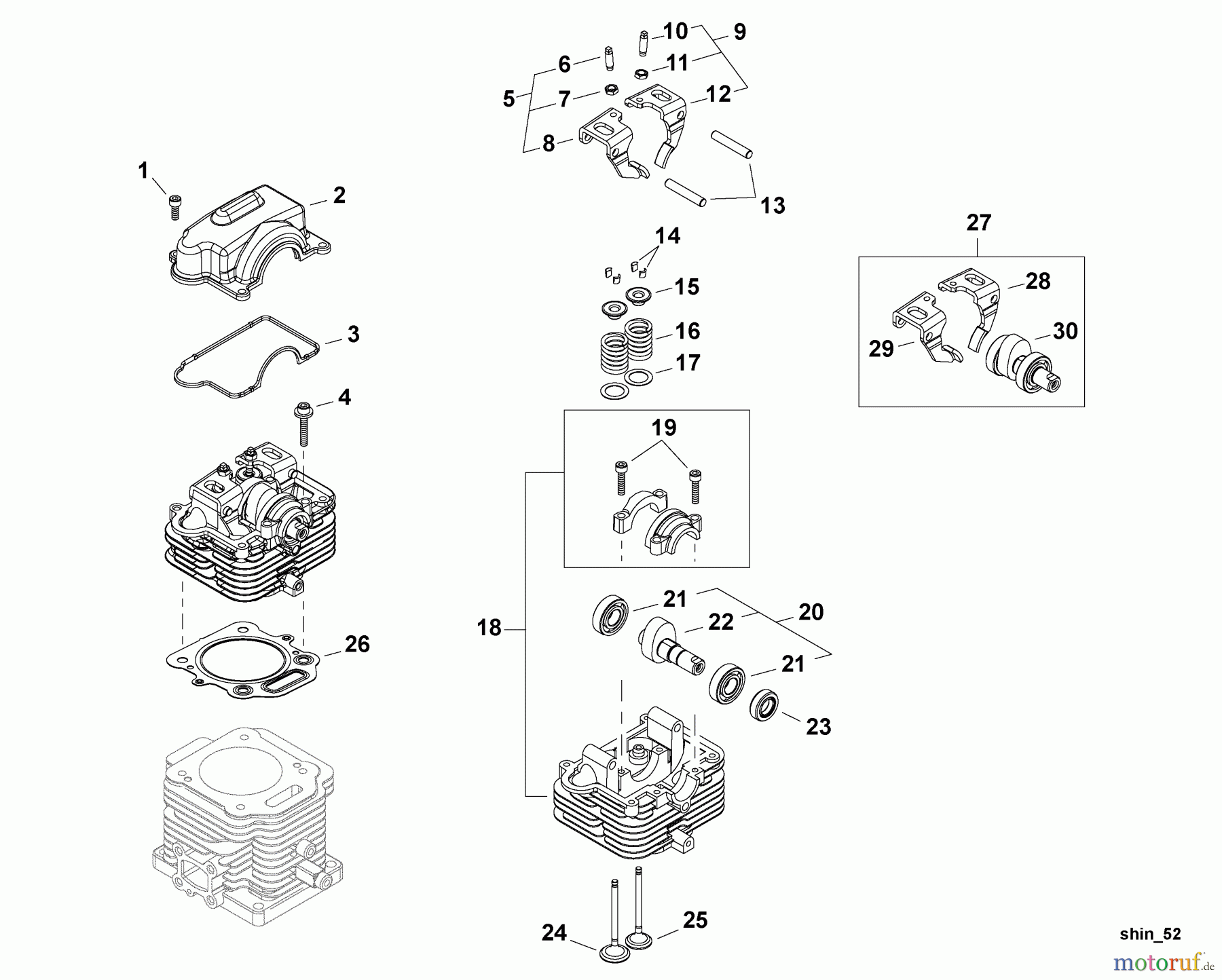 Shindaiwa Bläser / Sauger / Häcksler / Mulchgeräte EB854 - Shindaiwa Back Pack Blower, S/N: T14211001001 - T14211999999 Cylinder Head