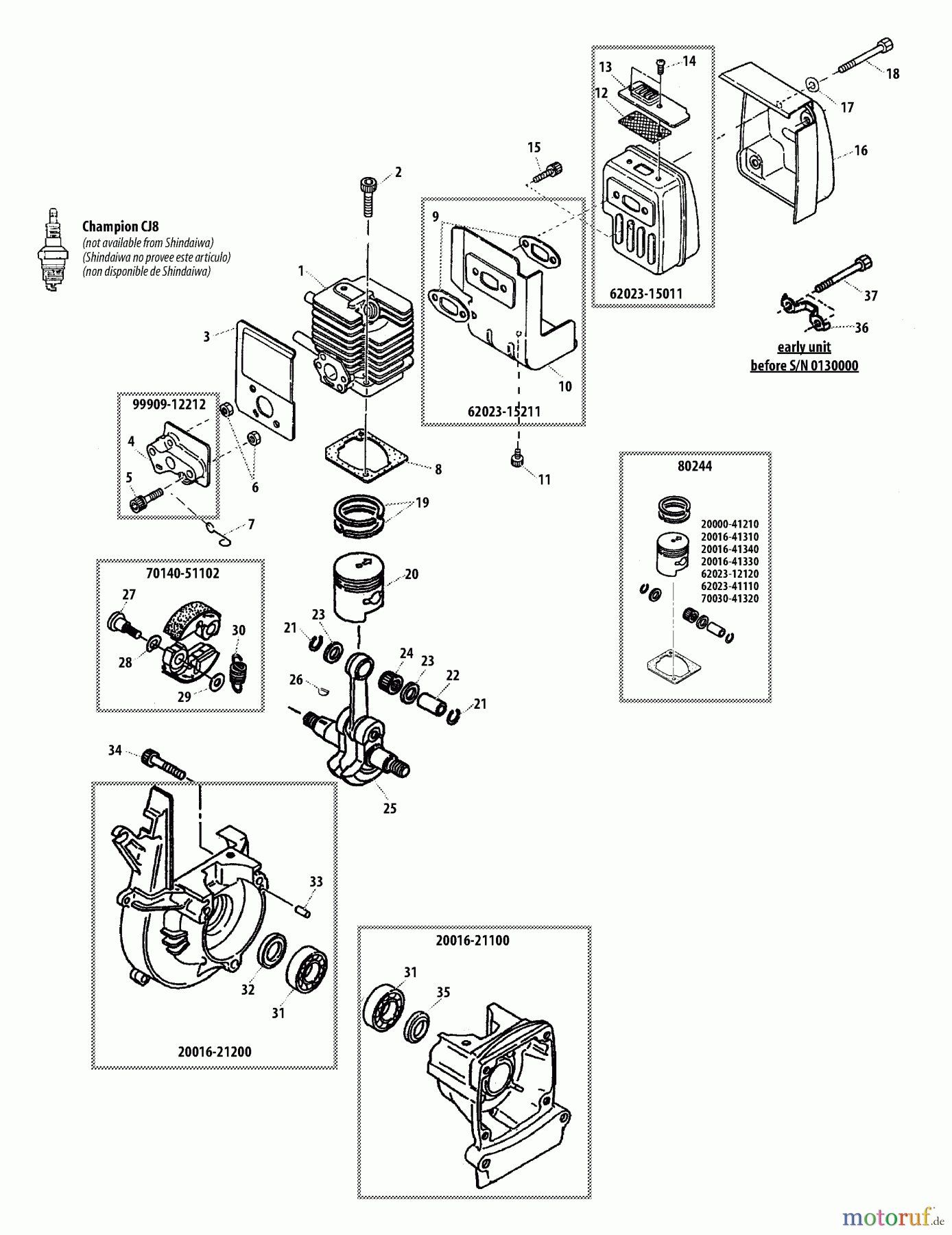 Shindaiwa Kantenschneider LE231 - Shindaiwa Hand Held Edger Crankcase, Cylinder, Muffler