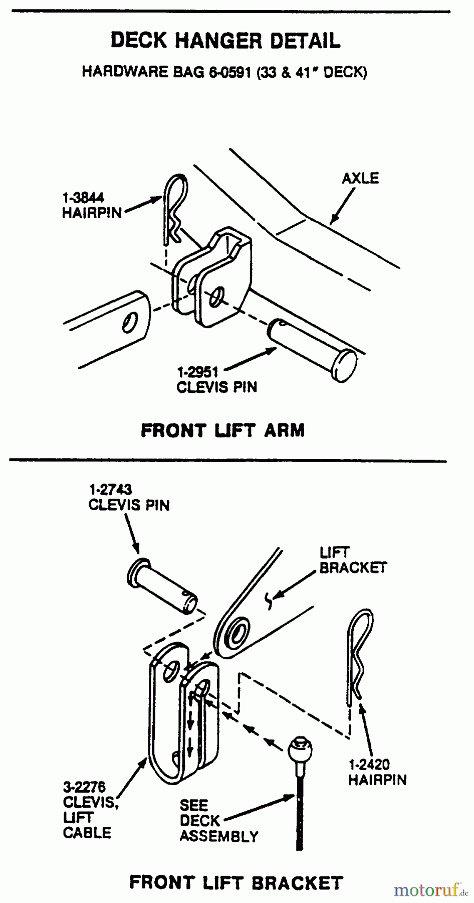  Snapper Rasen- und Gartentraktoren LT16001 - Snapper 16 HP Lawn Tractor, Disc Drive, Series 1 Deck Hanger Detail