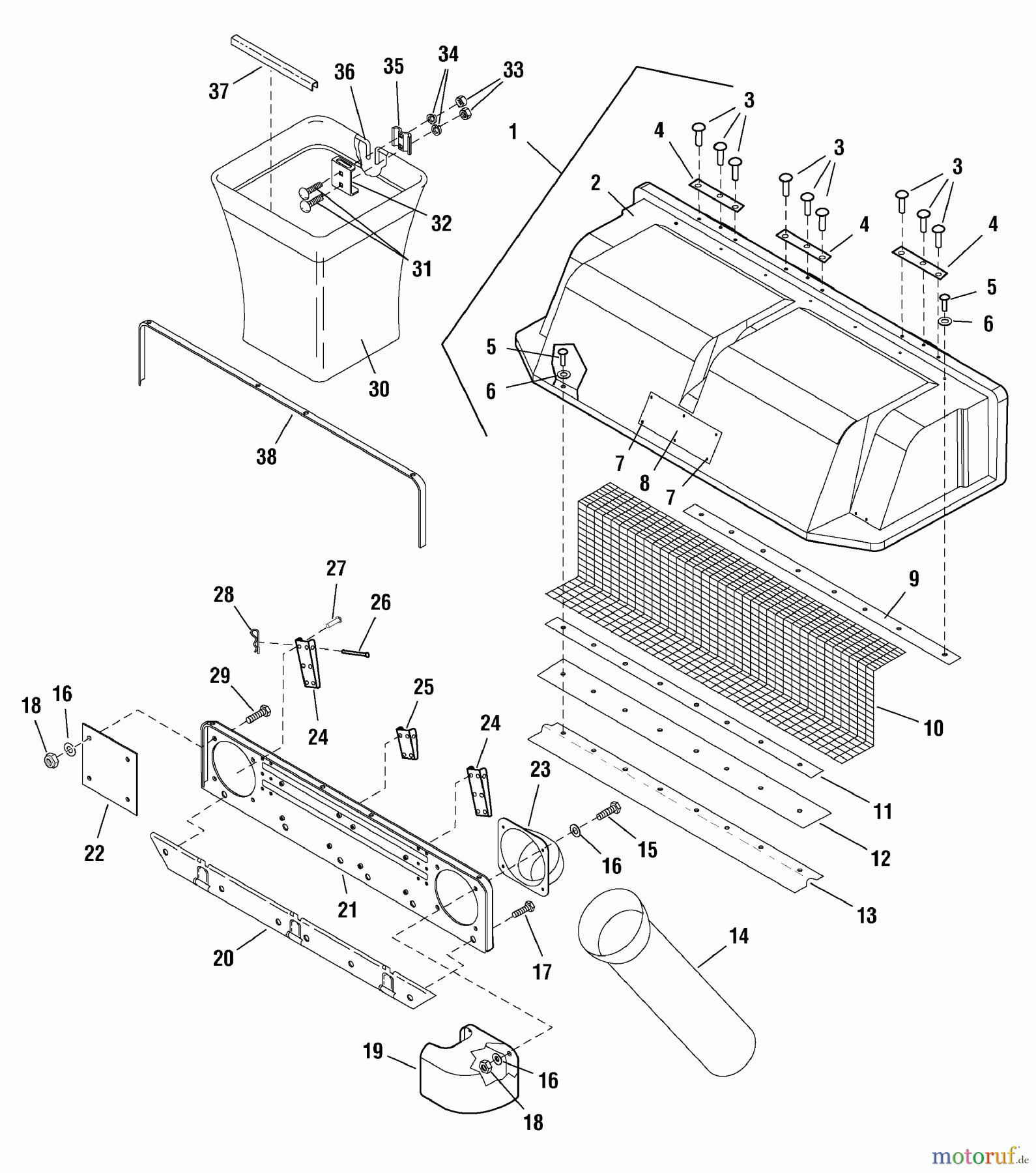 Snapper Zubehör. Rasenmäher 1694499 - Snapper FastCut ZTR Turbo Clean Sweep Triple Grass Catcher Cover & Bag Group -Triple
