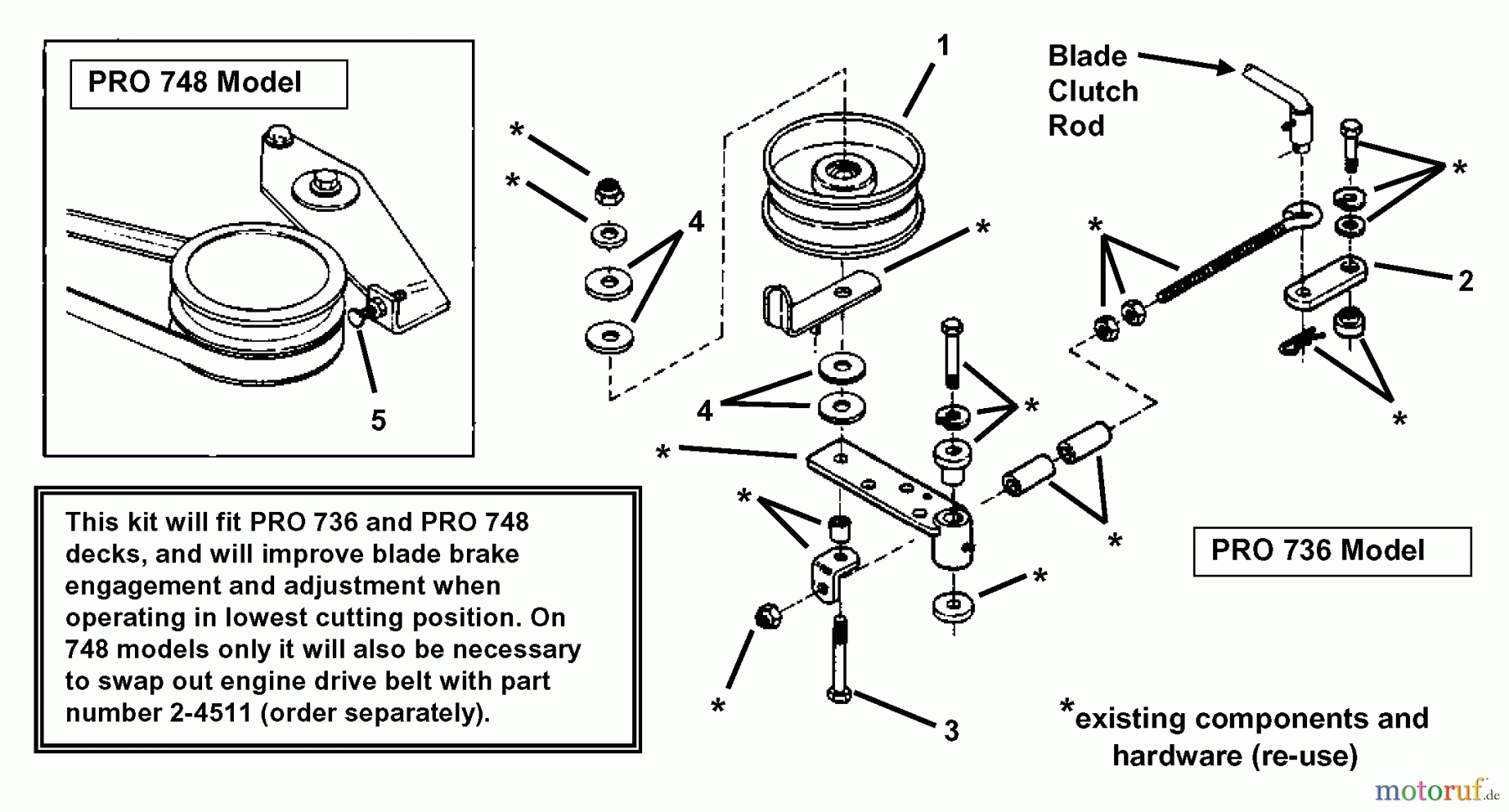 Snapper Zubehör. Rasenmäher 7061025 - Snapper Improved Belt Alignment Kit, PRO 748 Idler Pulley Alignment
