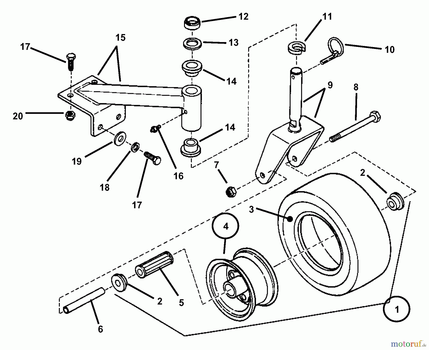 Snapper Zubehör. Rasenmäher 7061097 - Snapper Caster, PRO 736, 748 & 752 Kit Caster Wheel Assembly (PRO 736, 748 & 752)