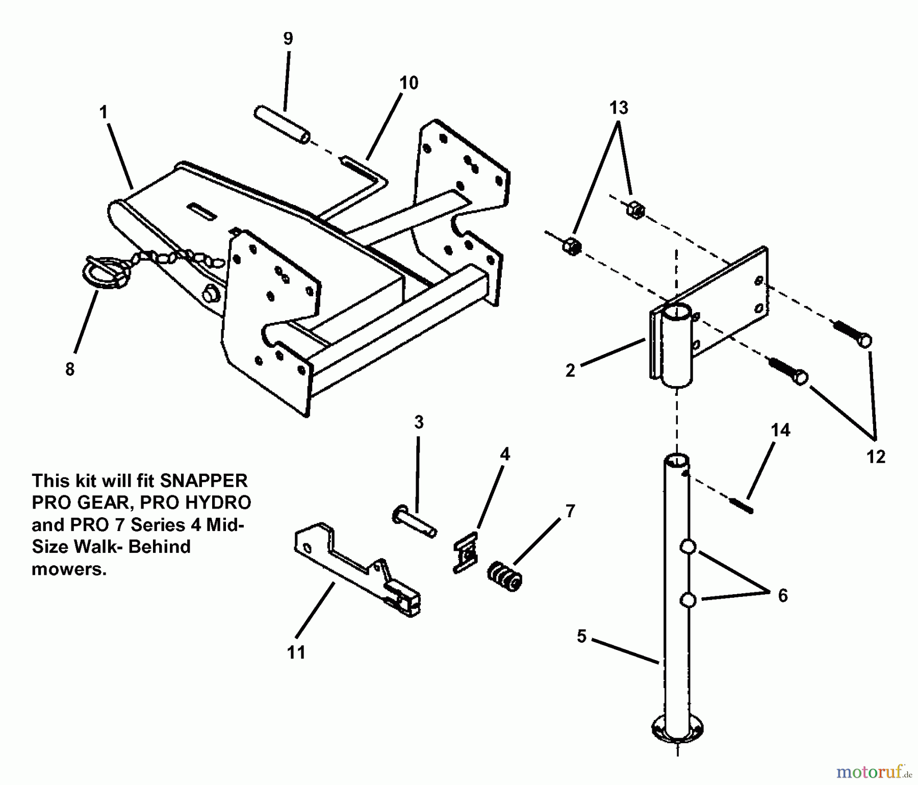  Snapper Zubehör. Rasenmäher 7063002 - Snapper Quick Hitch Kit (RAD) PRO Quick Hitch