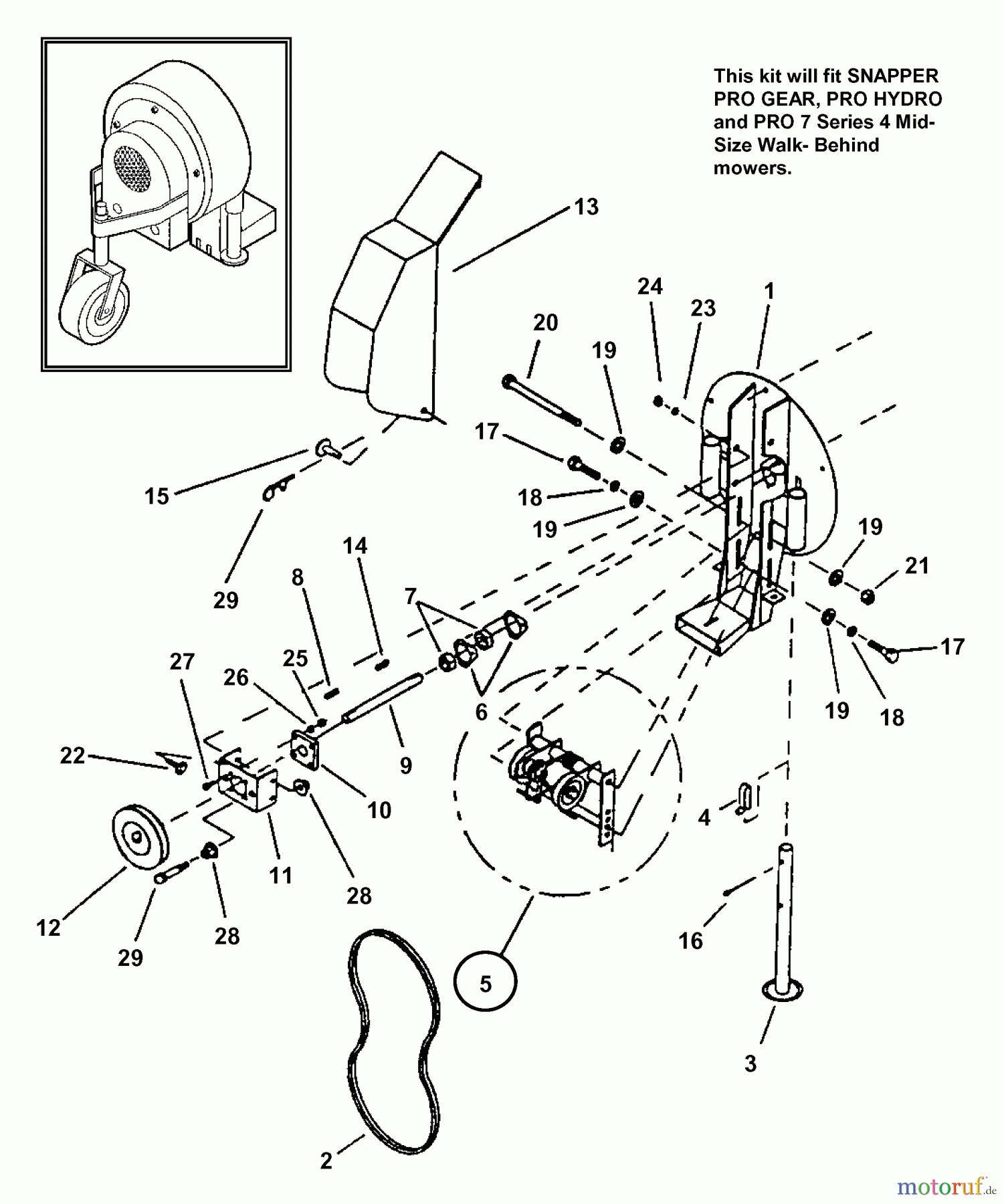 Snapper Zubehör. Rasenmäher 7063006 - Snapper Debris Blower Kit (RAD) PRO Debris Blower (Part 1)