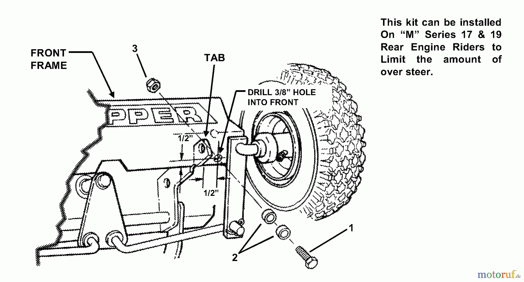 Snapper Zubehör. Rasenmäher 7063071 - Snapper Steering Stop Kit, R.E.R. (Series 17 & 19) Steering Stop Kit